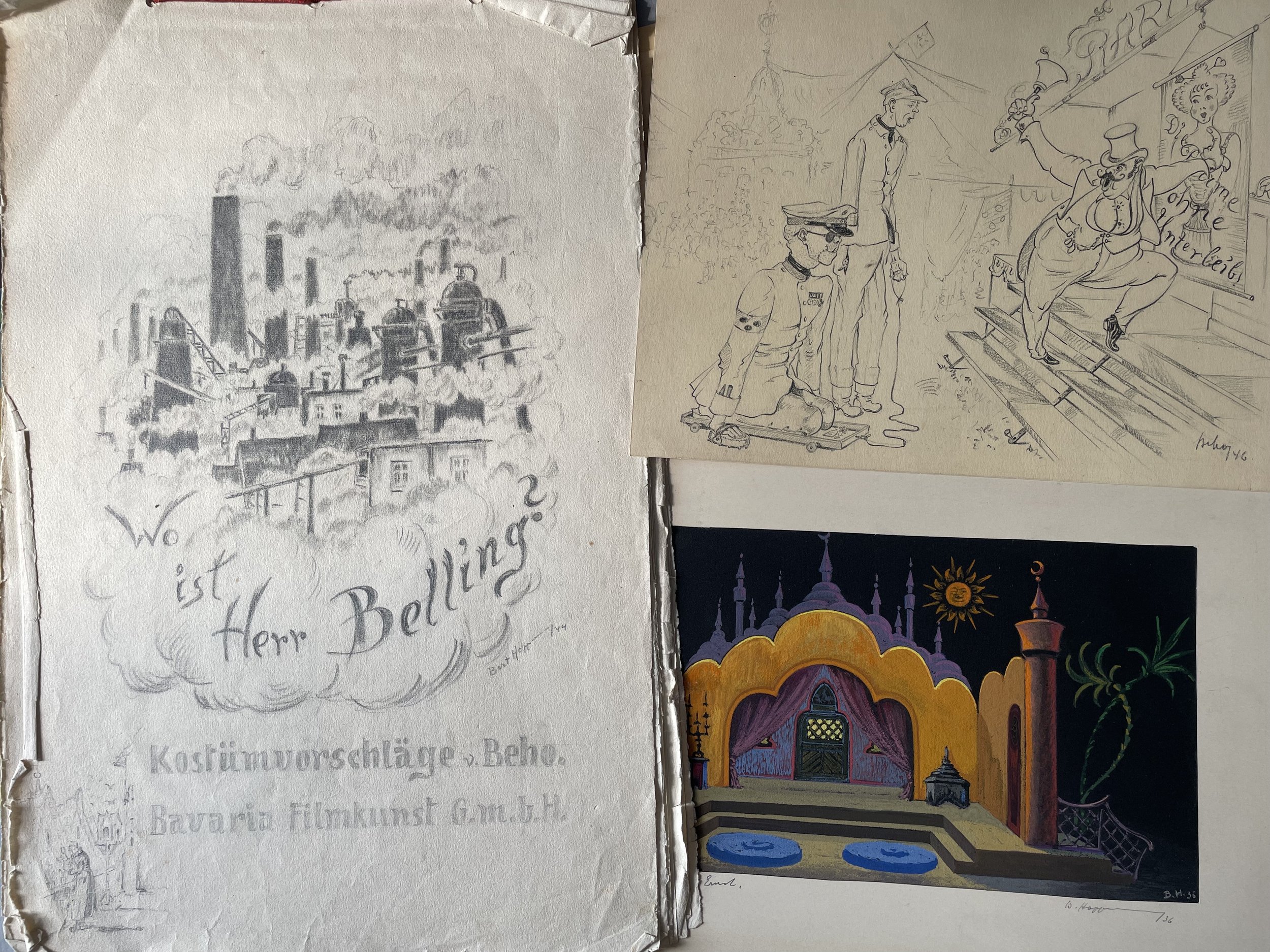 An archive of 60 drawings, lithographs and photographs by German stage and costume designer, Bert Hoppmann, 1920-1946