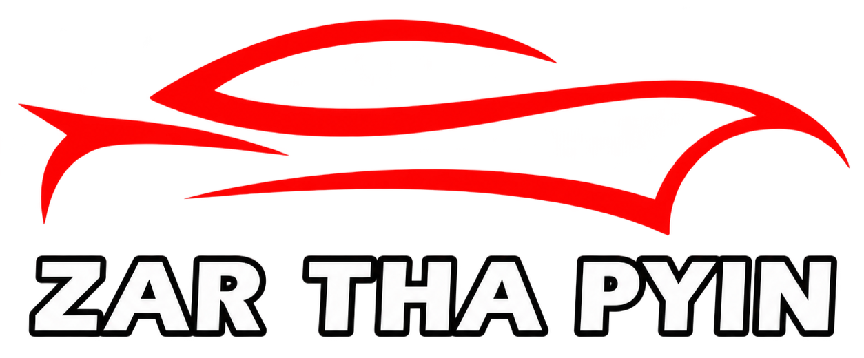 Red background with black and white bold text that reads "ZAR THA PYIN"