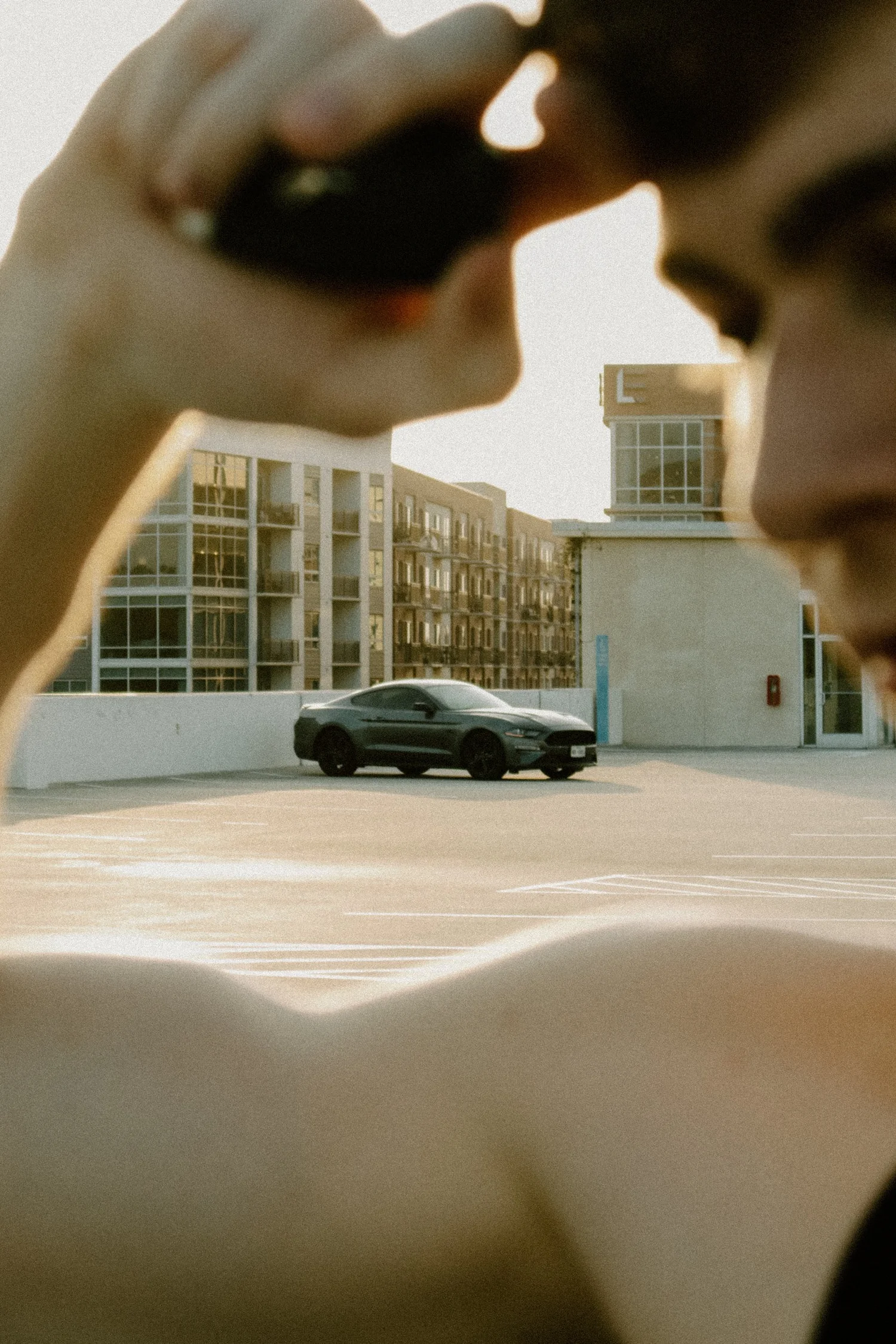 Car portrait session on a Houston rooftop