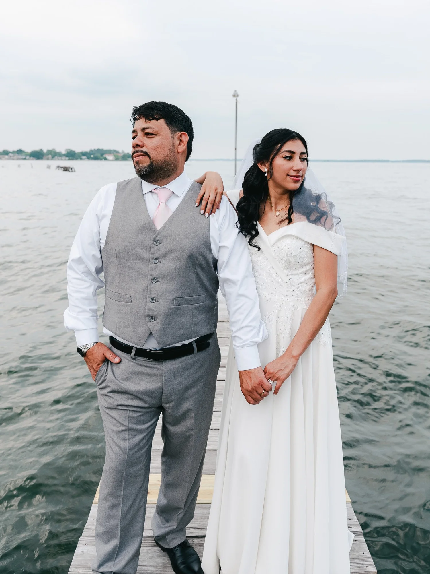Houston wedding couple on the dock