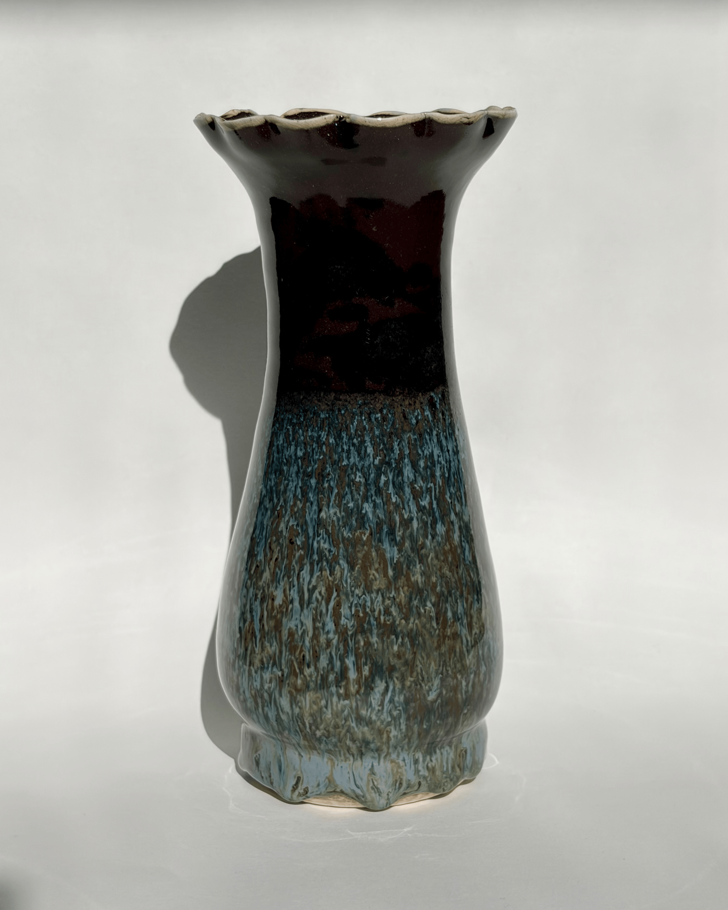 Ceramic Vase - Teal & Brown Glaze