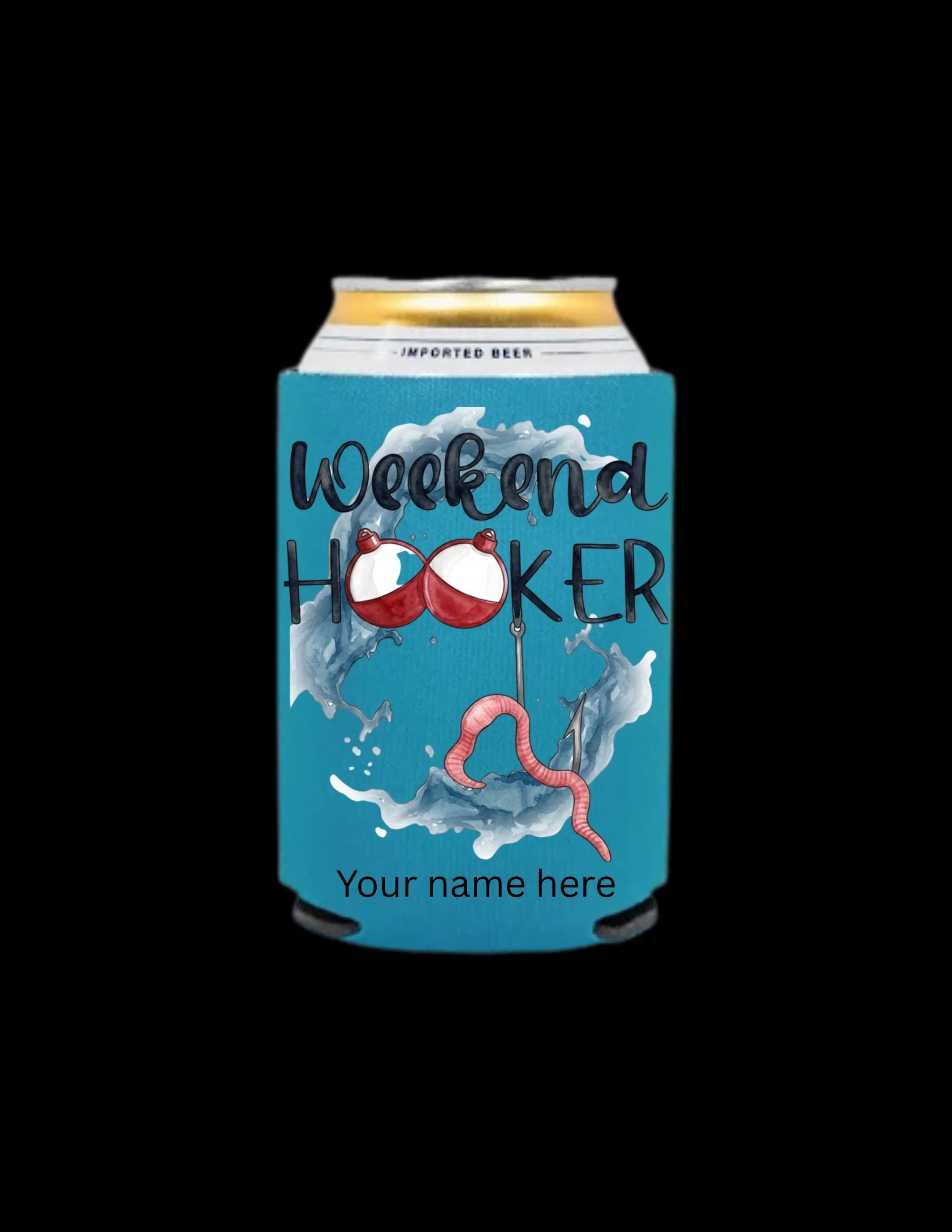 Weekend Hooker, fishing, Slim/Short Koozie