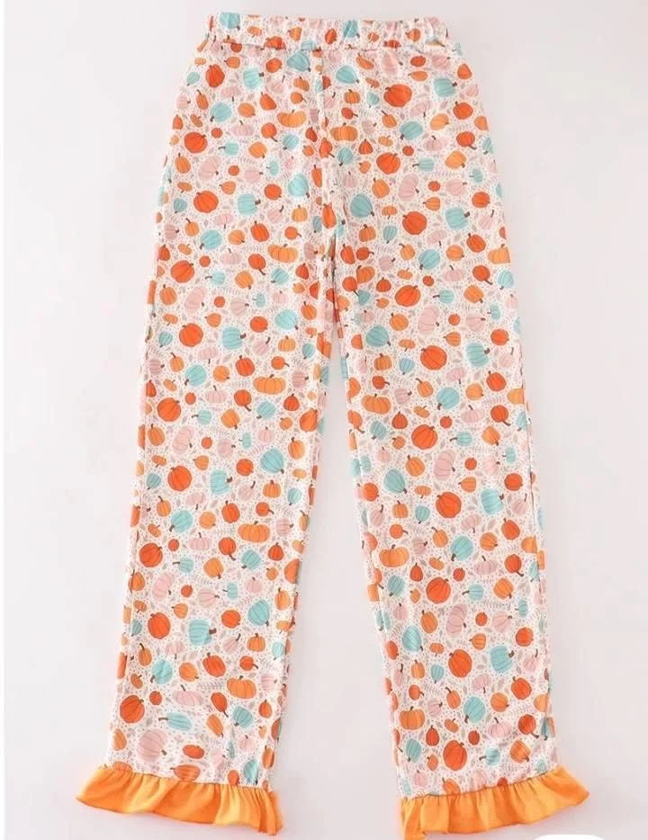 Festive Girls Ruffled Pumpkin Pants