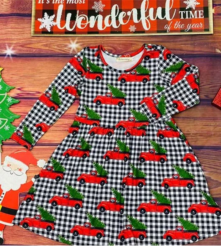 Vintage Christmas Truck Dress for Kids