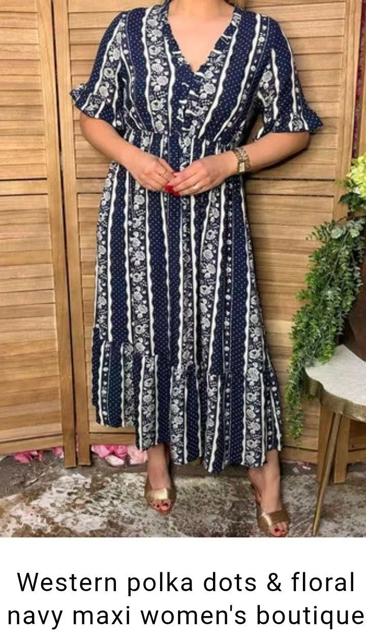 Western Charm Navy Maxi Dress