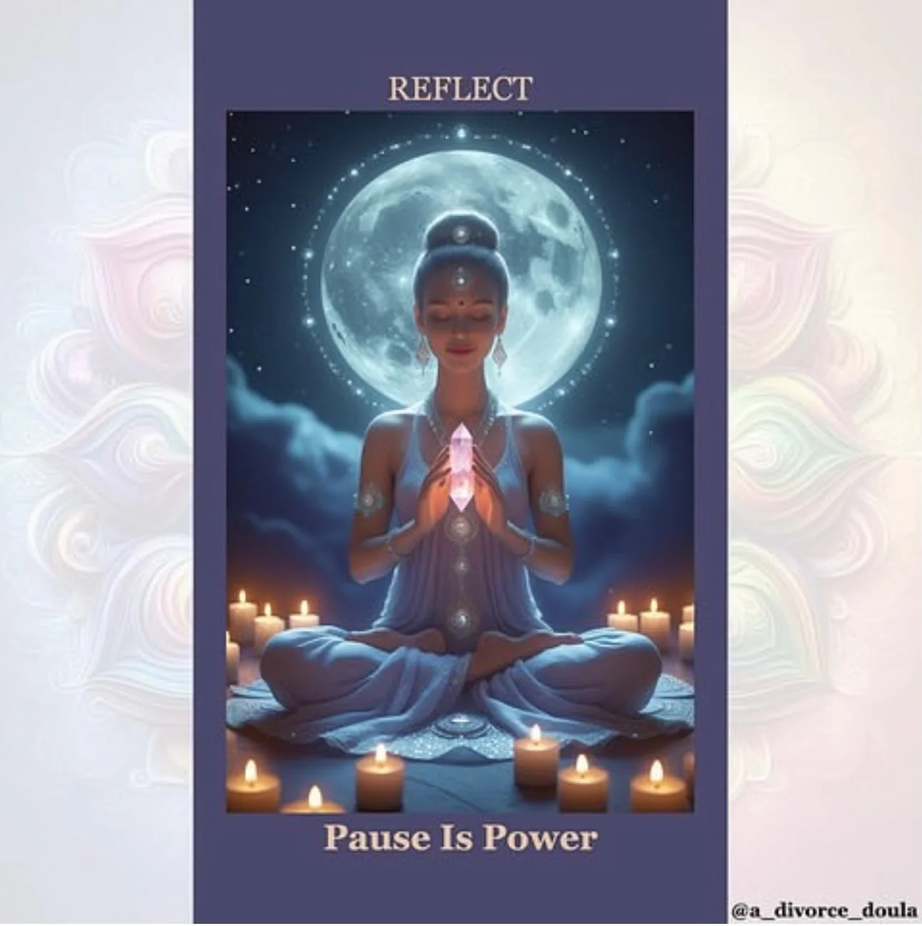 ✨ Pause Is Power ✨
This card reminds us: stillness is not weakness. It&rsquo;s wisdom.
⠀
The woman pictured sits with serenity and strength&mdash;heart centered, spirit aligned. Her pause is not a delay&hellip; it is divine preparation.
⠀
In a world 