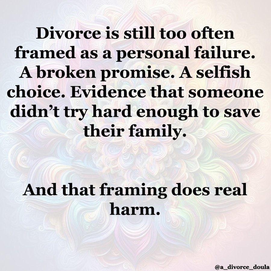💜 𝗦𝗧𝗢𝗣 𝗗𝗘𝗠𝗢𝗡𝗜𝗭𝗜𝗡𝗚 𝗗𝗜𝗩𝗢𝗥𝗖𝗘.
⠀
We need to change the way we talk about divorce.
⠀
Too often, divorce is treated as a personal failure. A broken promise. Something shameful. Something that should have been prevented if only someone