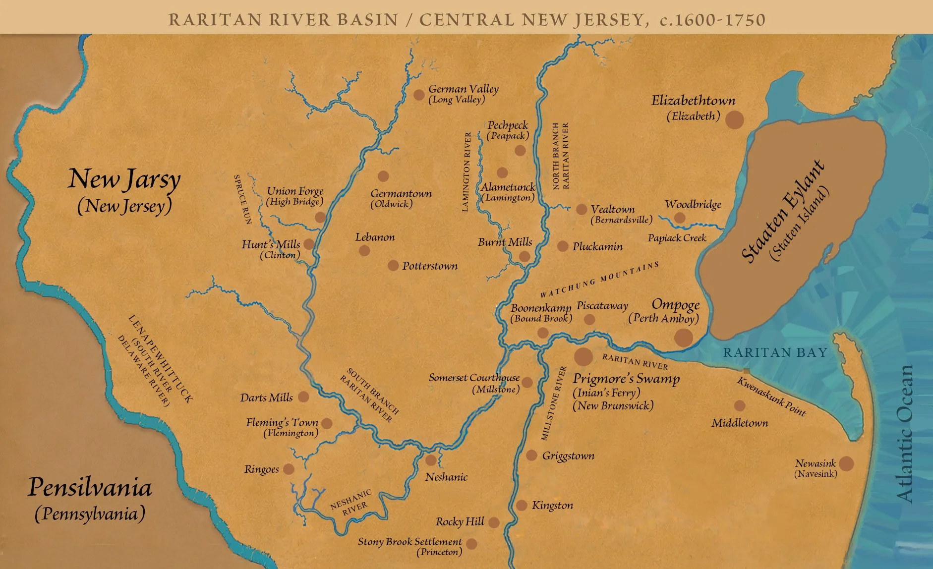 Historic names Central New Jersey Lenape Indians
