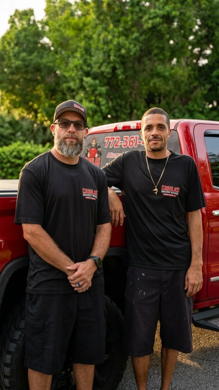 Chris Casola Standing In Front Of His Work Truck