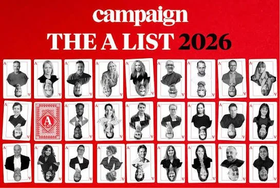 A graphic featuring a red background with the text 'campaign THE A LIST 2026' and a grid of black-and-white portraits of individuals, each holding a football.