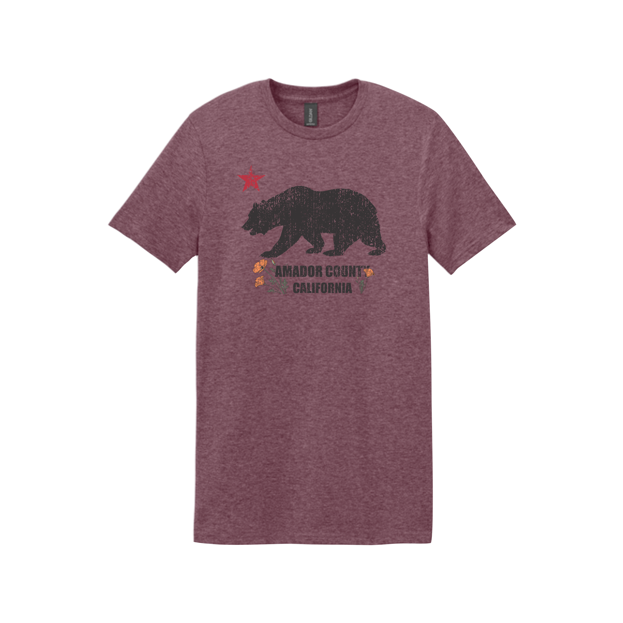Poppy Bear - Gildan 64000 Heather Maroon.png