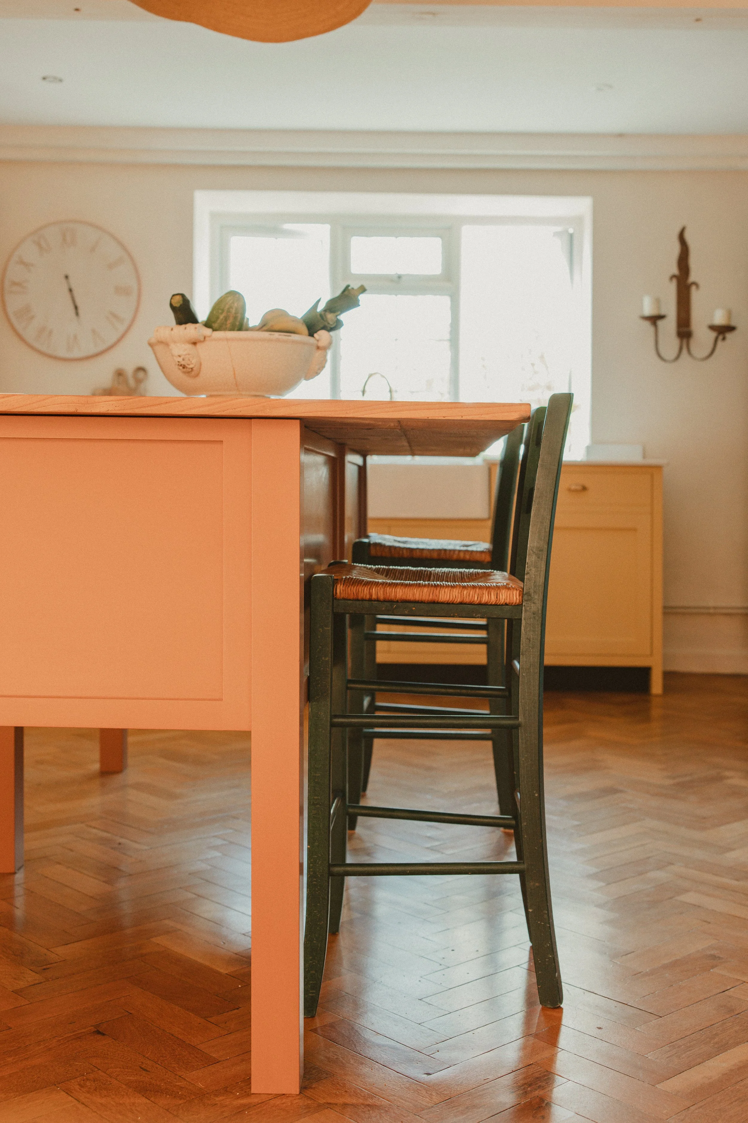 Handpainted island, wooden worktop