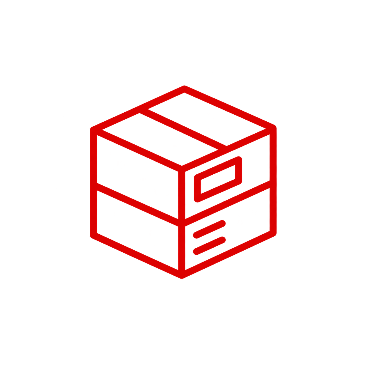 Ilustración de un archivador de documentos en color rojo sobre fondo negro.