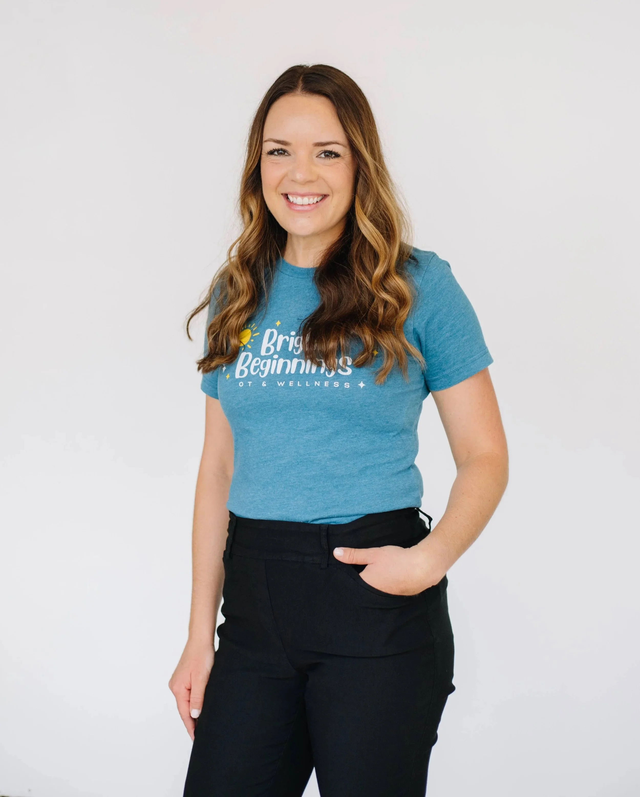 photograph of Katie Shelffo, OTR, MOT, owner and pediatric occupational therapist at Bright Beginnings Occupational Therapy and Wellness in Dallas, TX