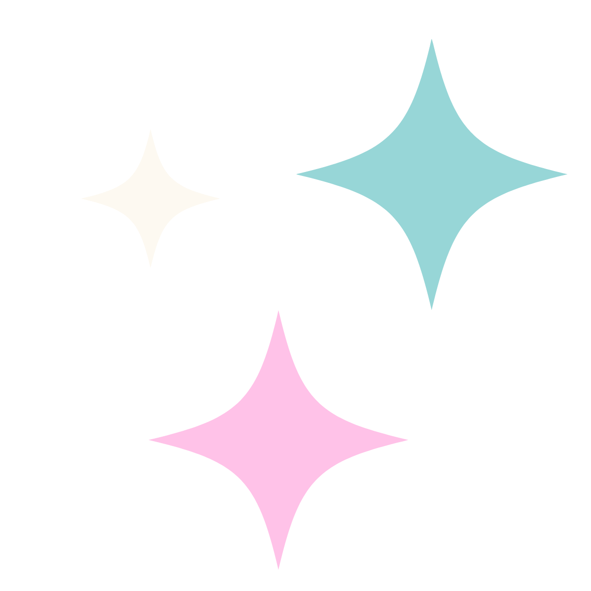 Three sparkly stars in white, blue, and pink on a black background, graphic for Bright Beginnings Occupational Therapy and Wellness
