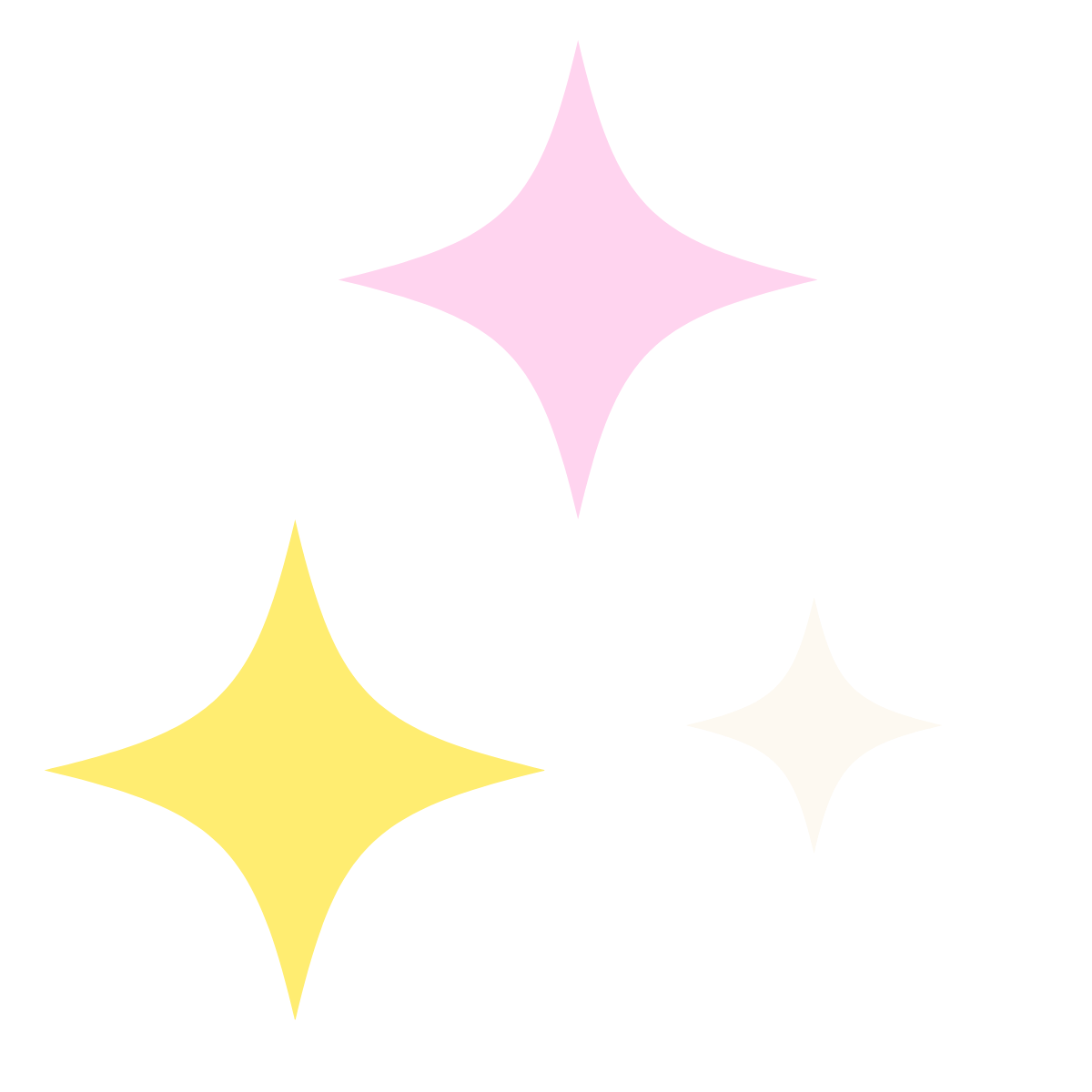 Four stylized star shapes in pink, yellow, white, and black colors on a black background, graphic for Bright Beginnings Occupational Therapy and Wellness