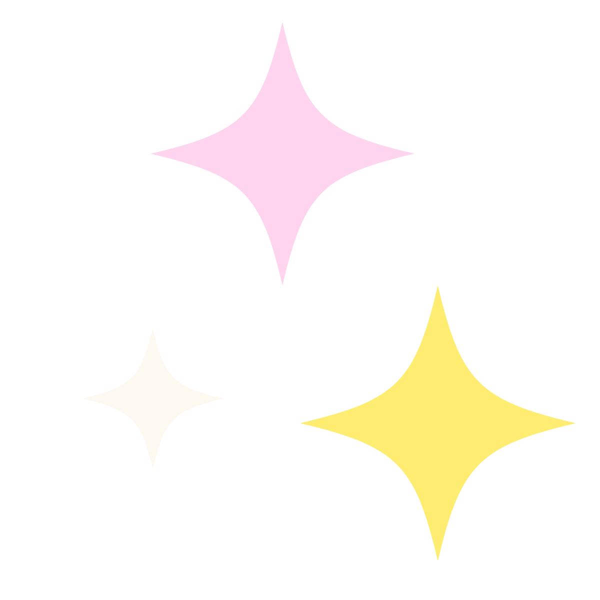 Three colored sparkling star shapes in pink, yellow, and white, graphic for Bright Beginnings Occupational Therapy and Wellness
