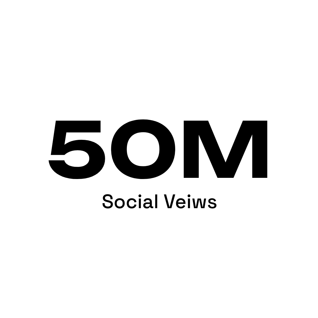 Graphic design indicating 50 million social views achievement.