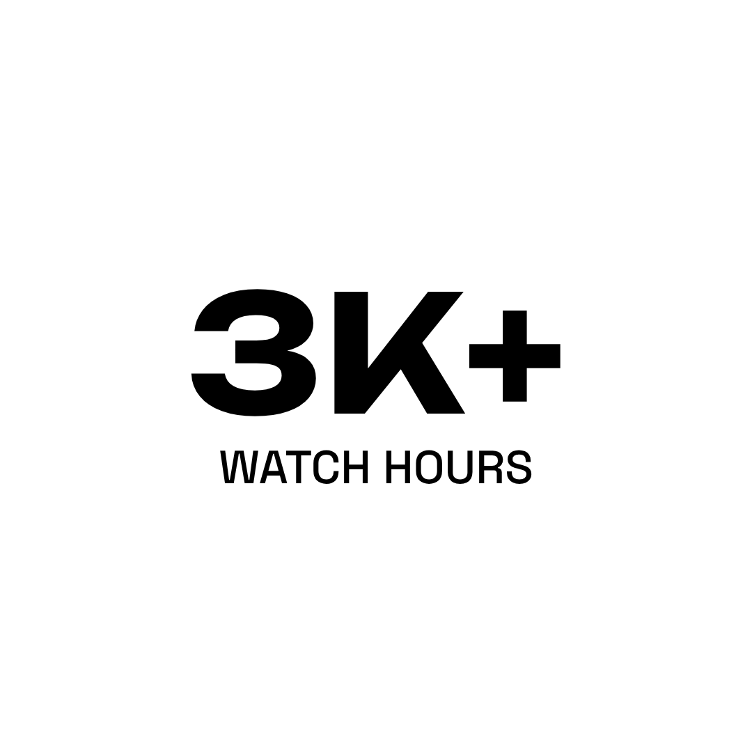 Black and white logo indicating over 3,000 watch hours.
