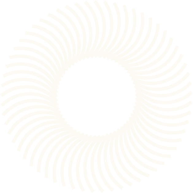 Black background with concentric white ridges forming a circular pattern resembling a stylized eye or spiral.