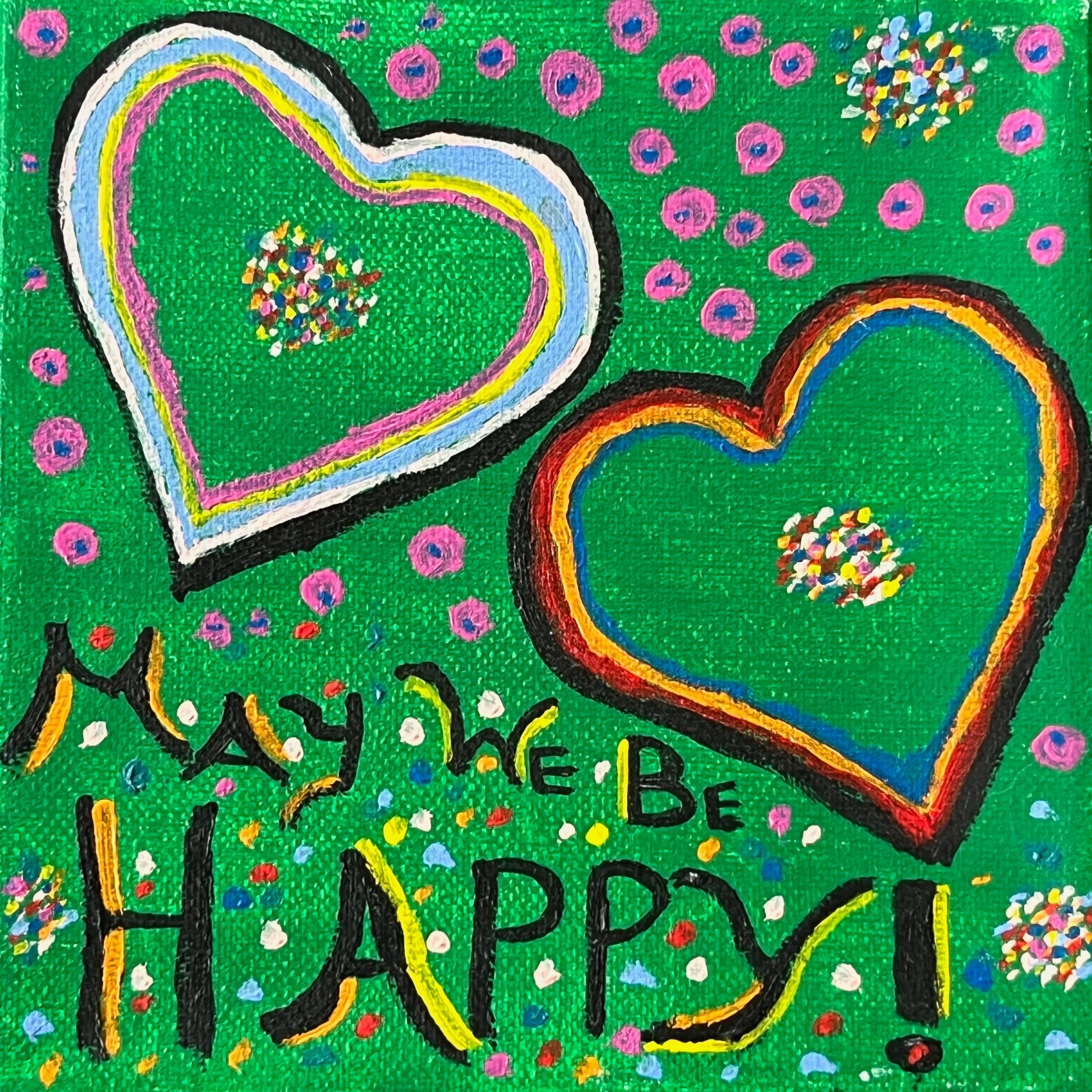"May We Be Happy" 2 Heart Painting