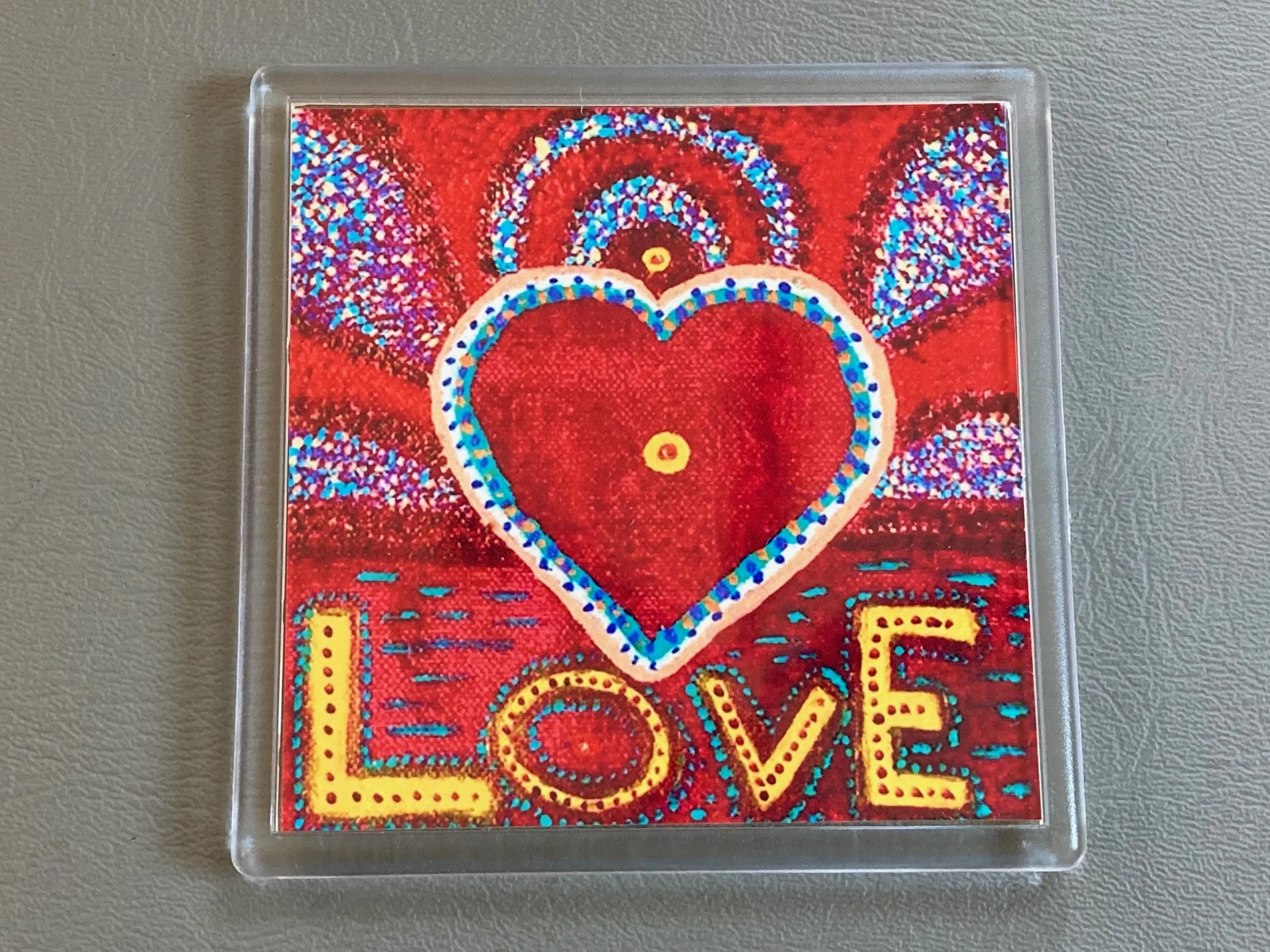 Yellow/Red "Love" Magnet