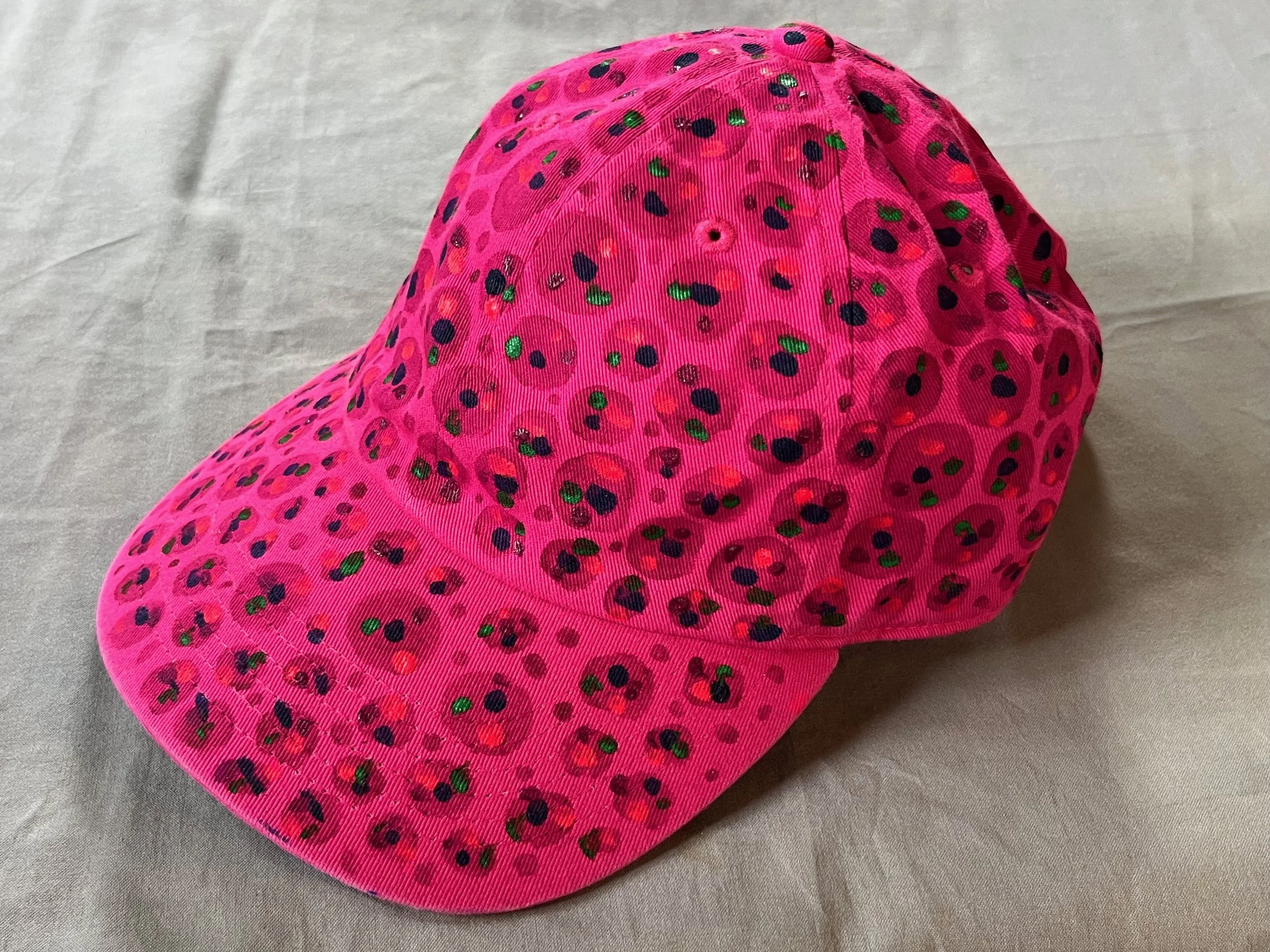 Hand-Painted Fuchsia/Black Speckled Cap