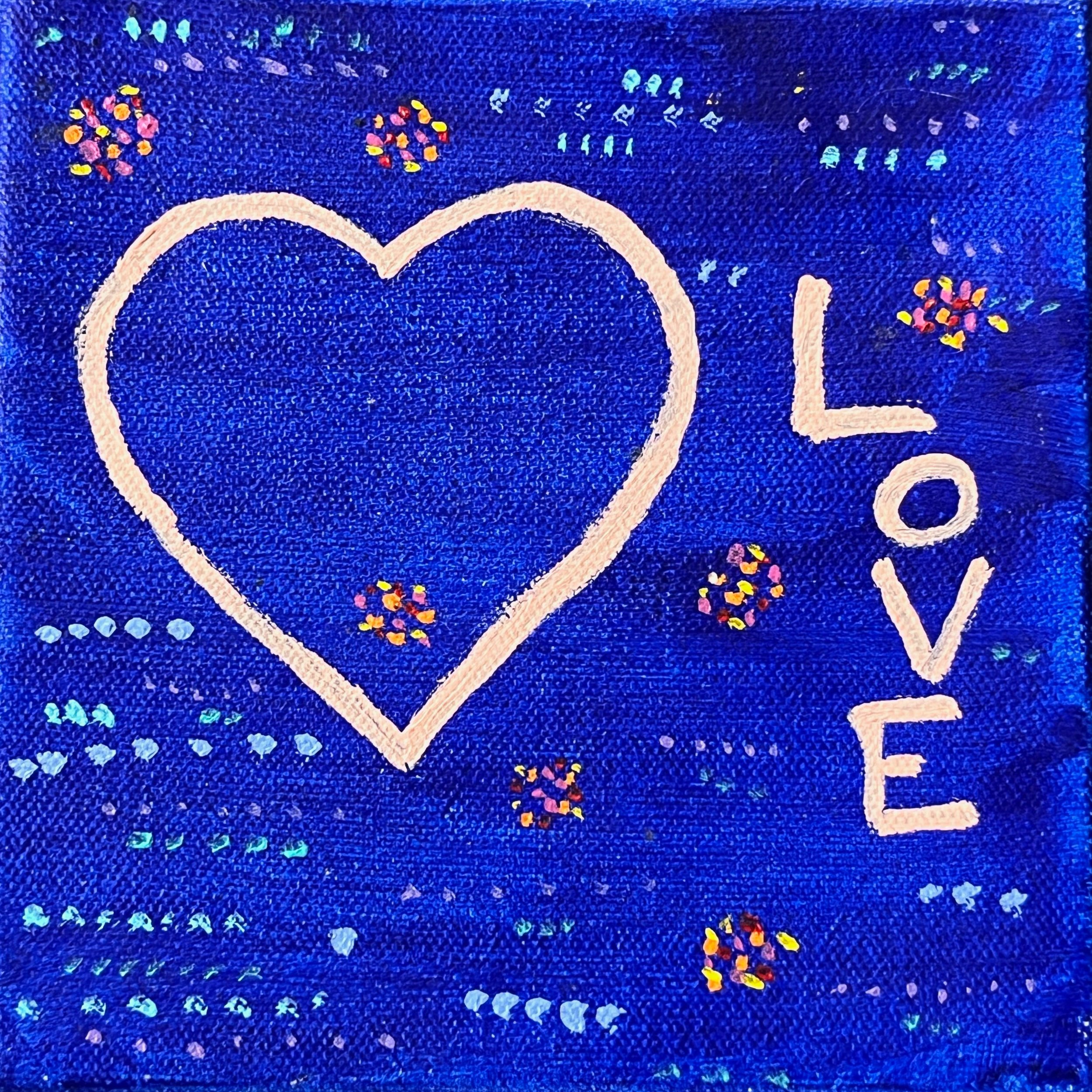 "Love" Ultramarine Blue Heart Painting