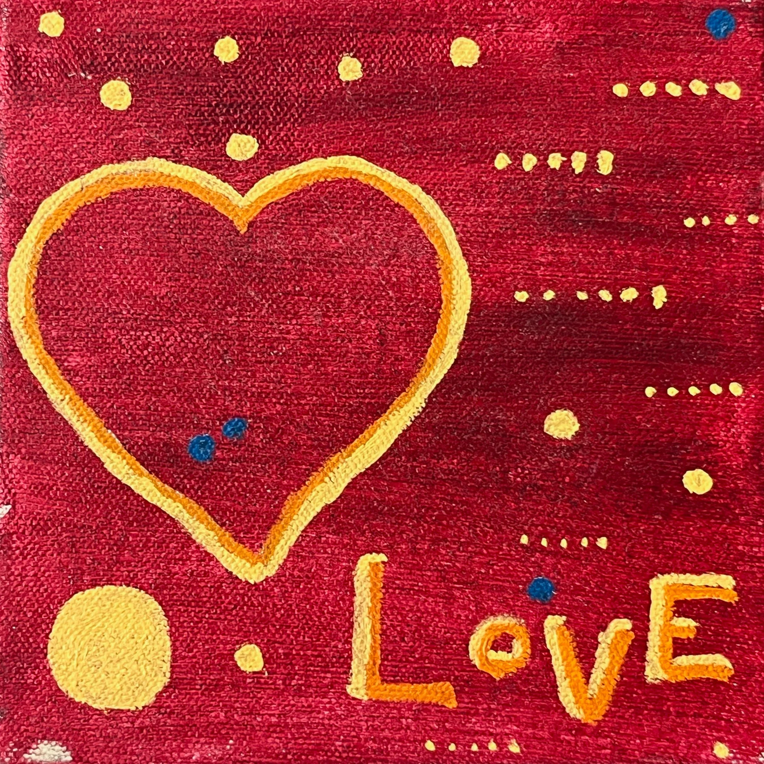"Love" Yellow Heart Painting