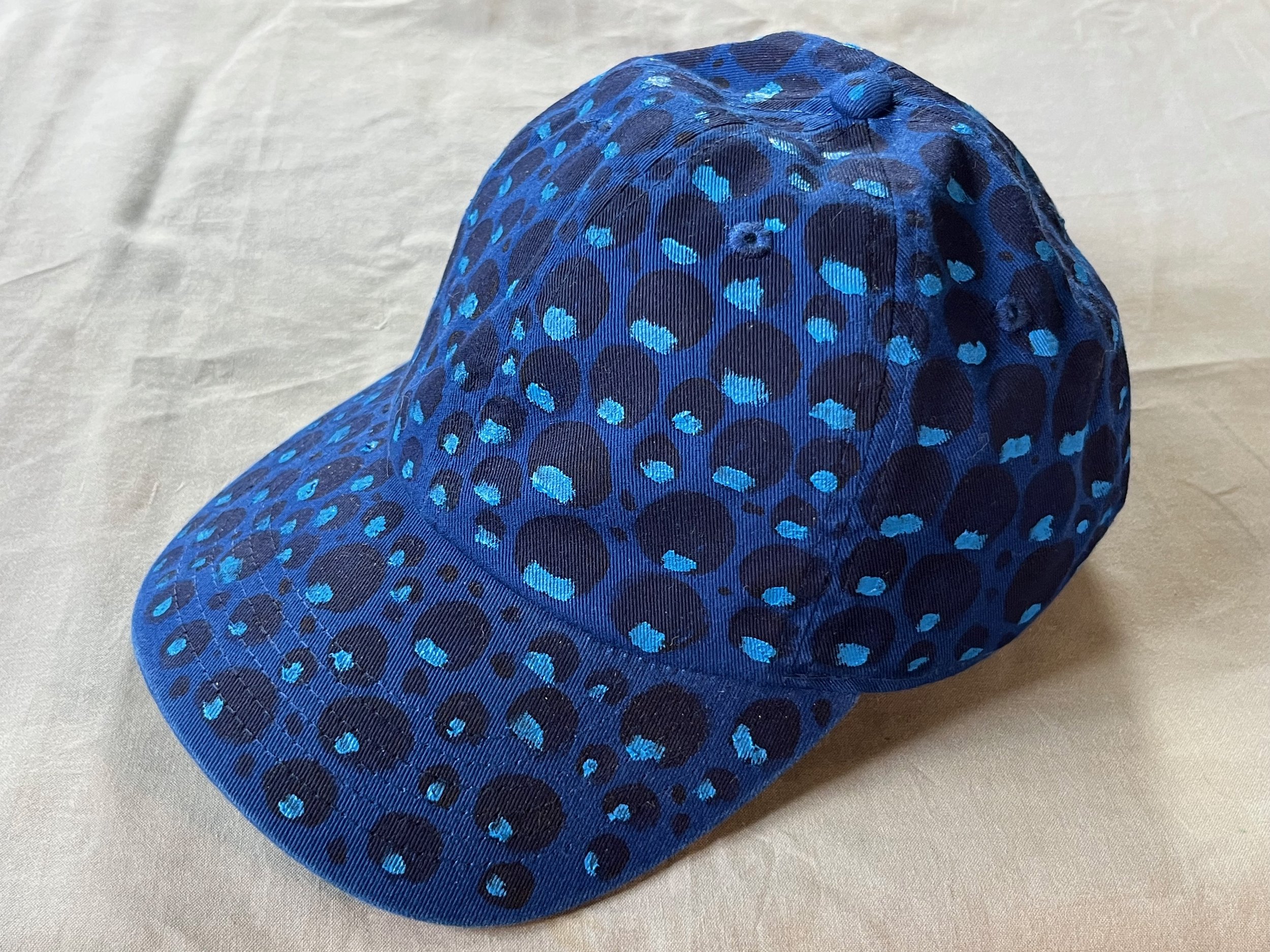 Hand-Painted Dark Blue Speckled Cap