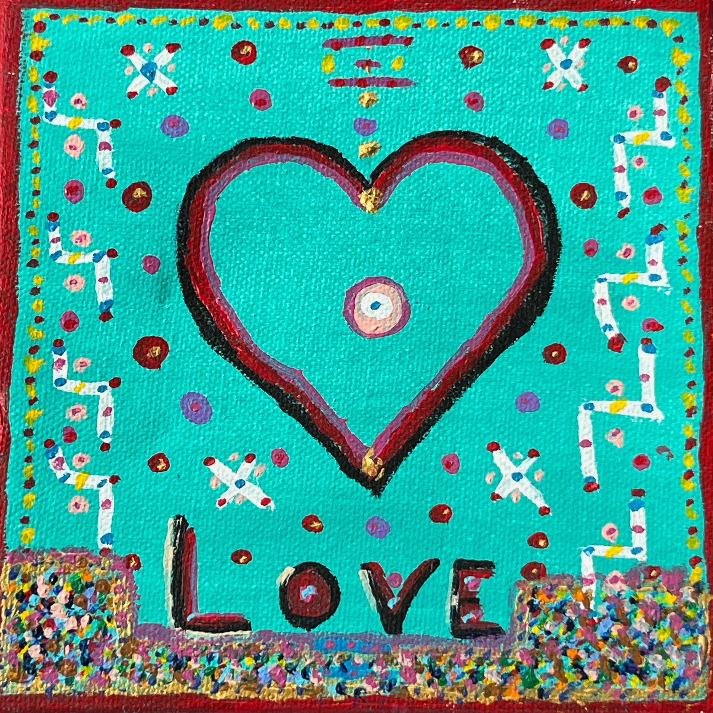 "Love" Turquoise Heart Painting