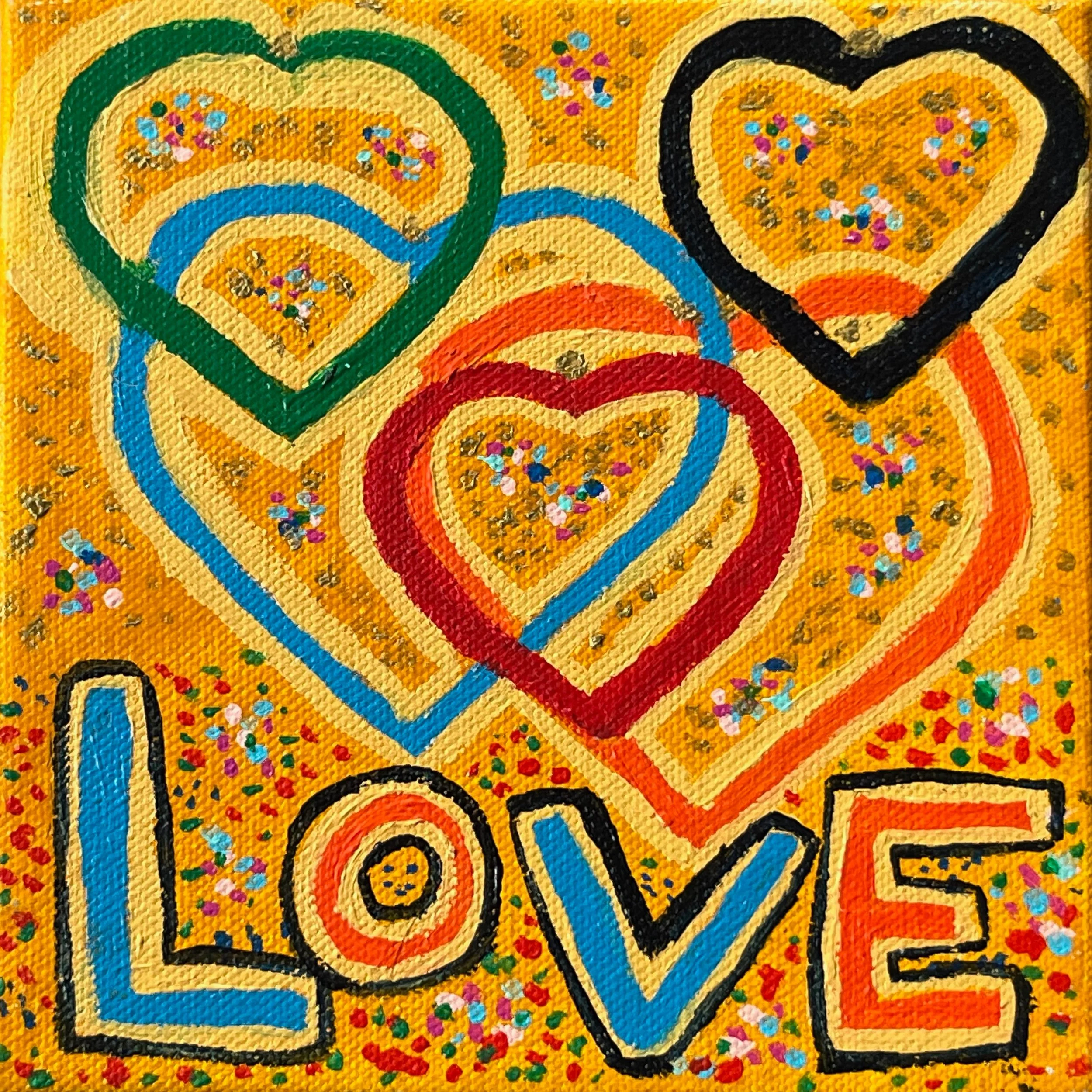 "Love" Multi-Color Heart Painting