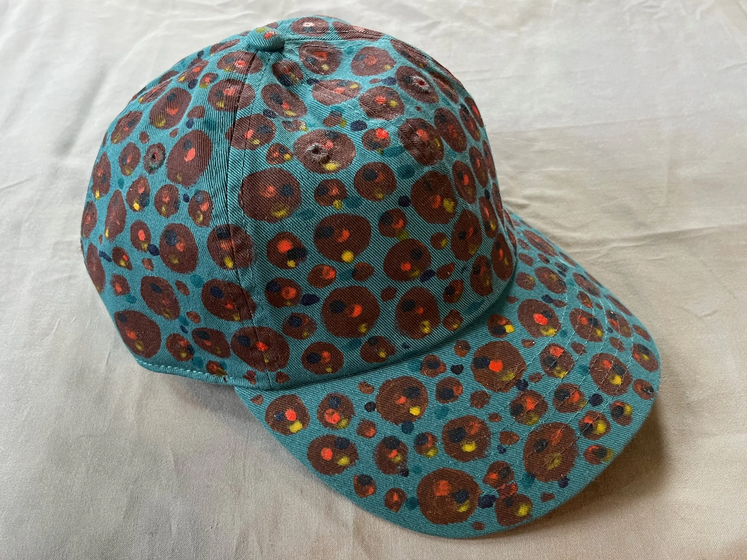 Hand-Painted Turquoise/Brown Cap