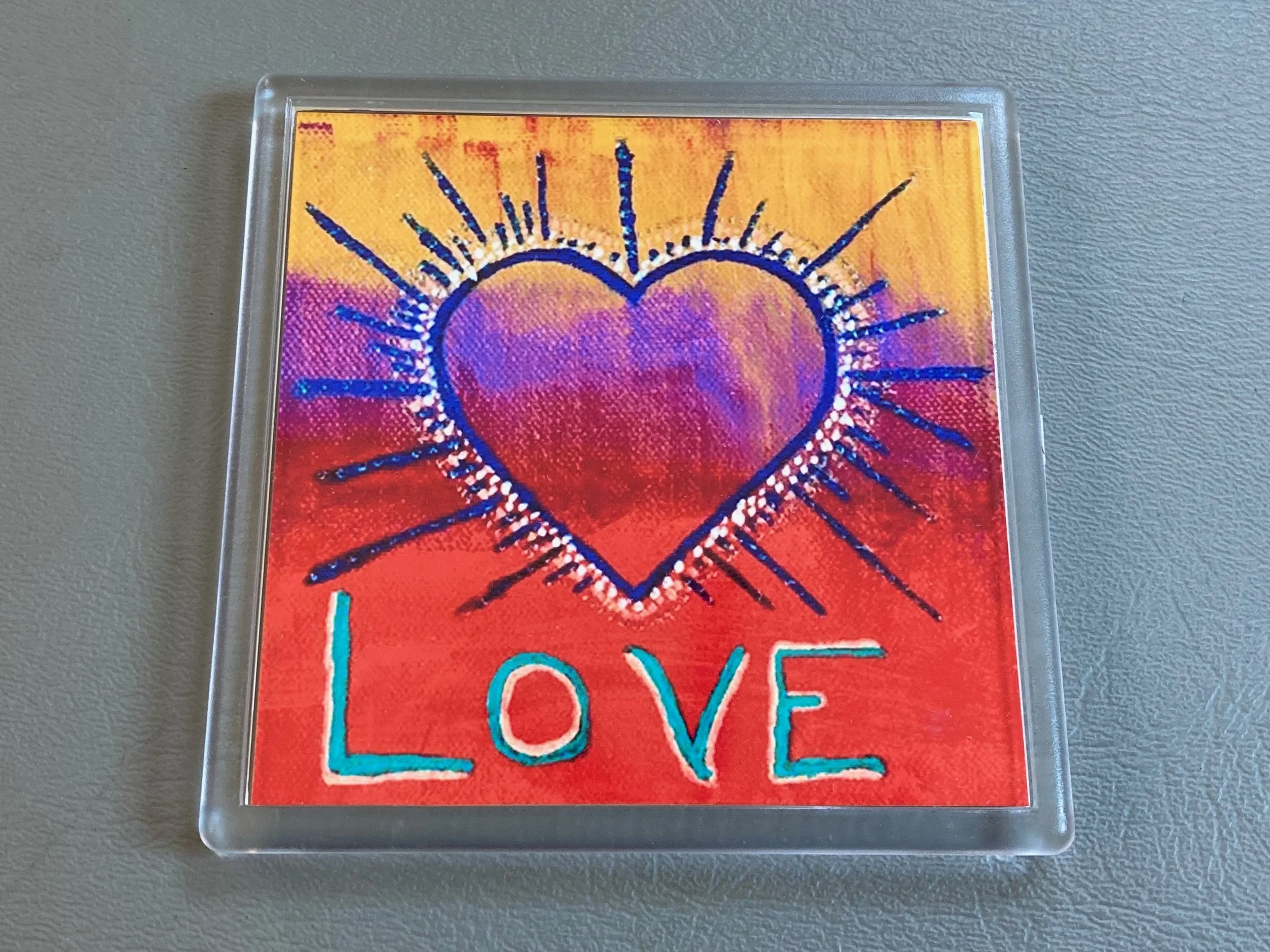 Yellow/Red Burst "Love" Magnet