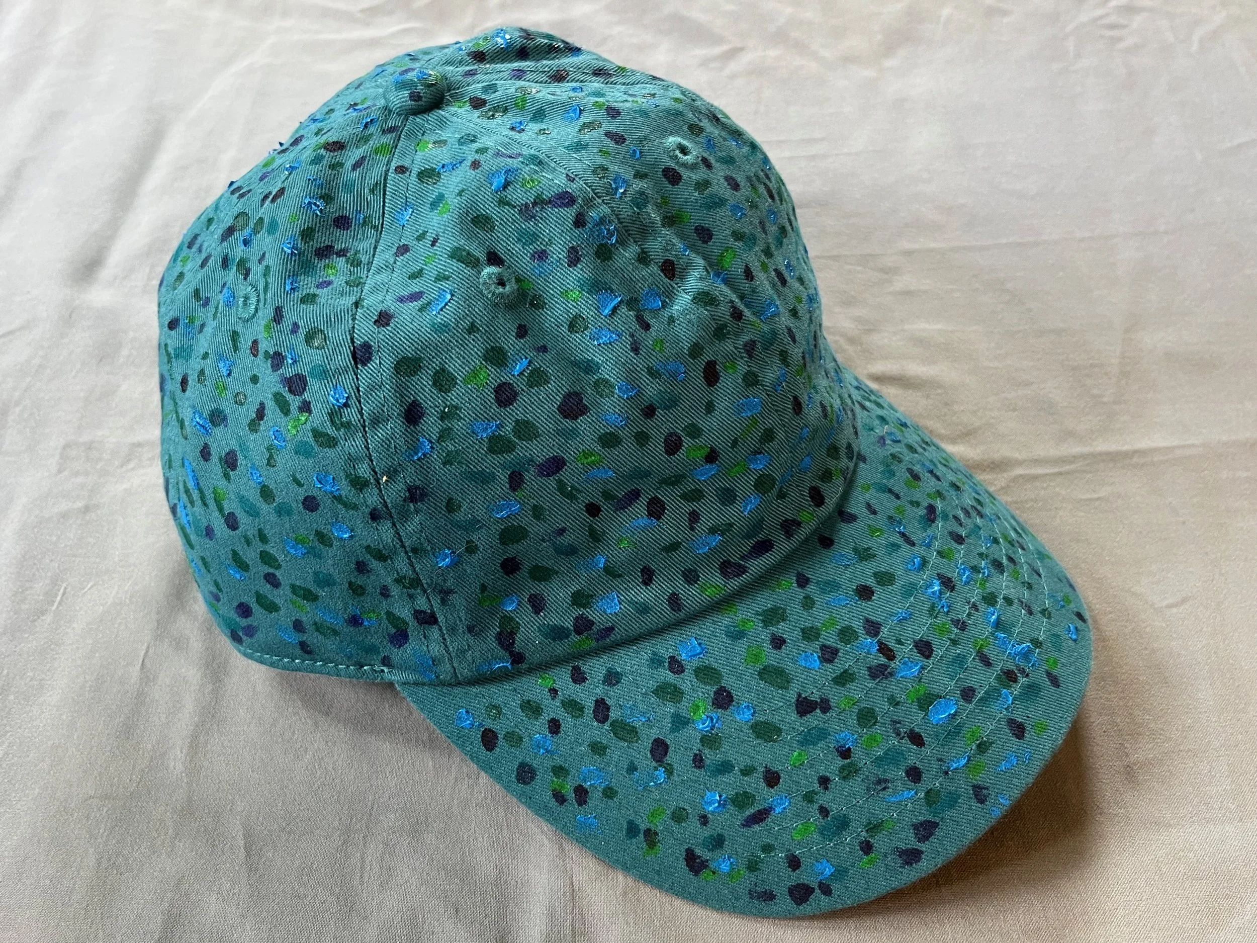 Hand-Painted Teal Speckled Cap
