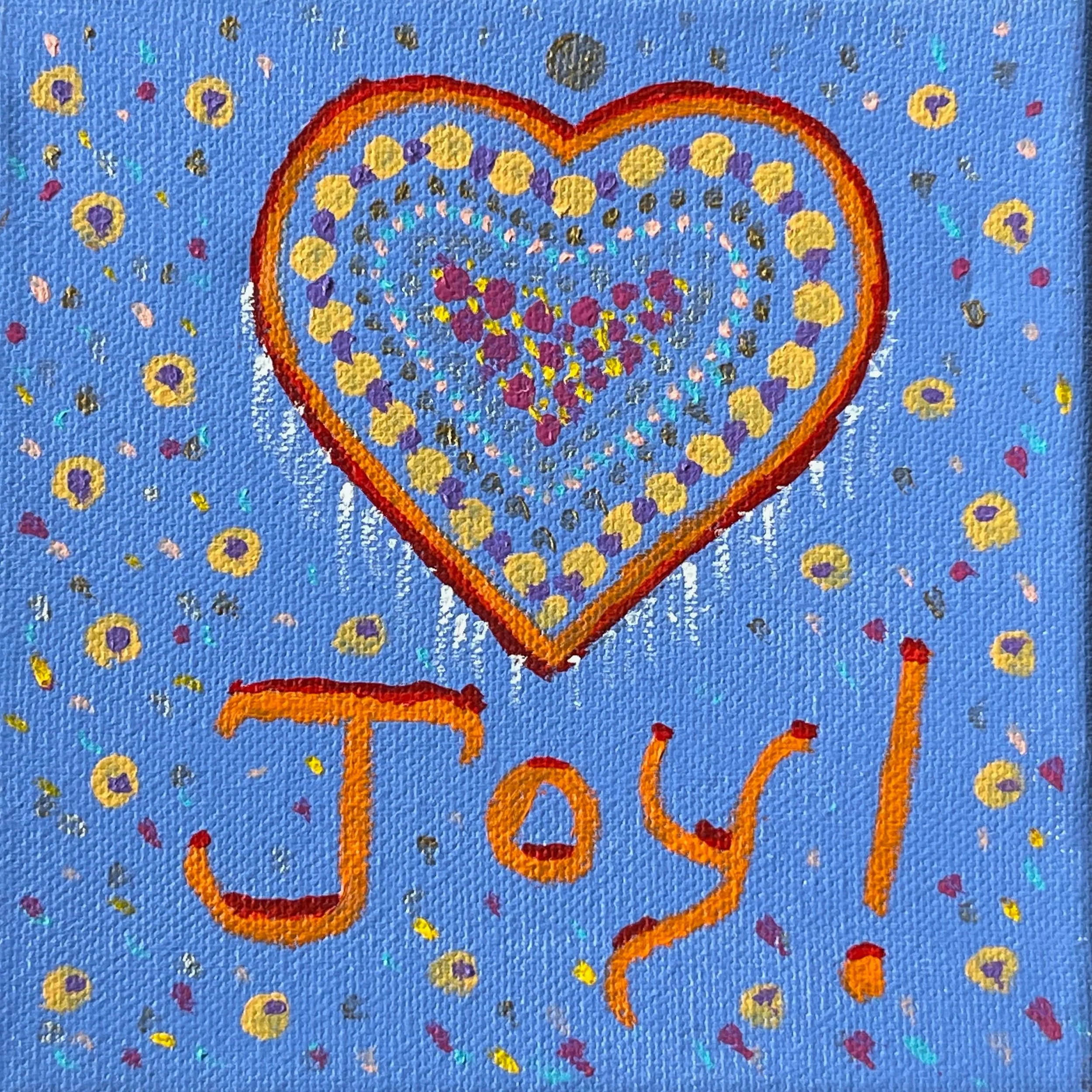 "Joy!" Blue/Orange Heart Painting