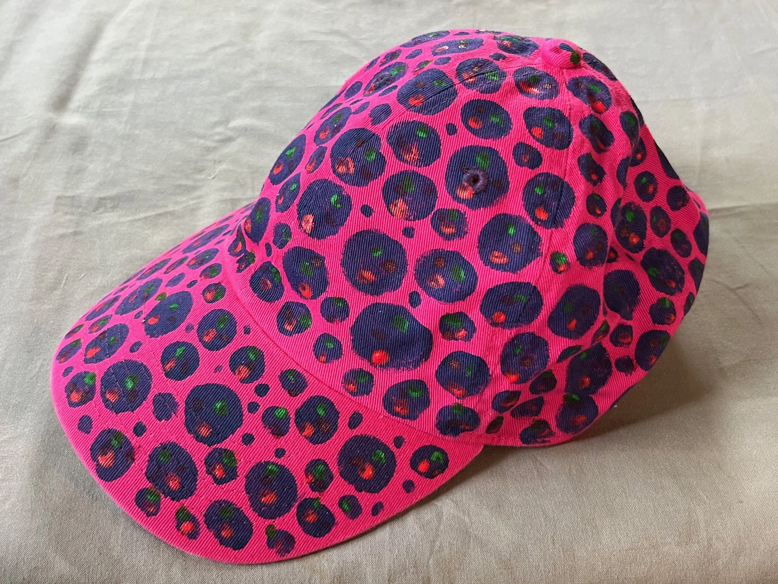 Hand-Painted Fuchsia Blueberry Cap