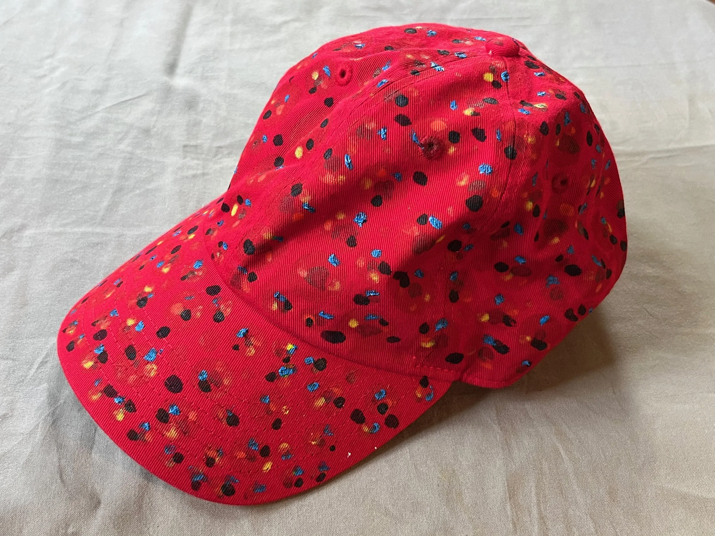 Hand-Painted Black/Red Speckled Cap