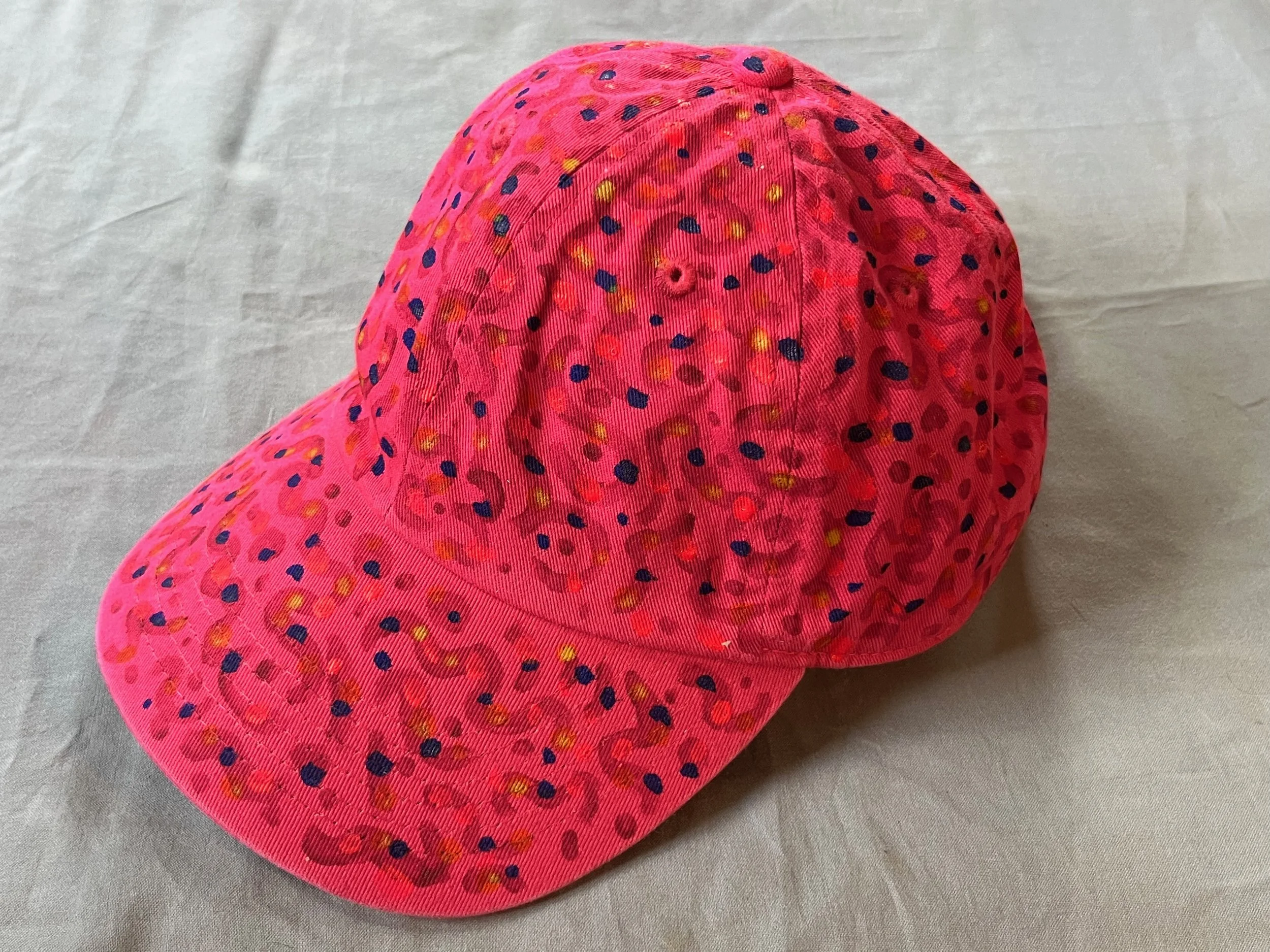Hand-Painted Magenta/Blue Speckled Cap