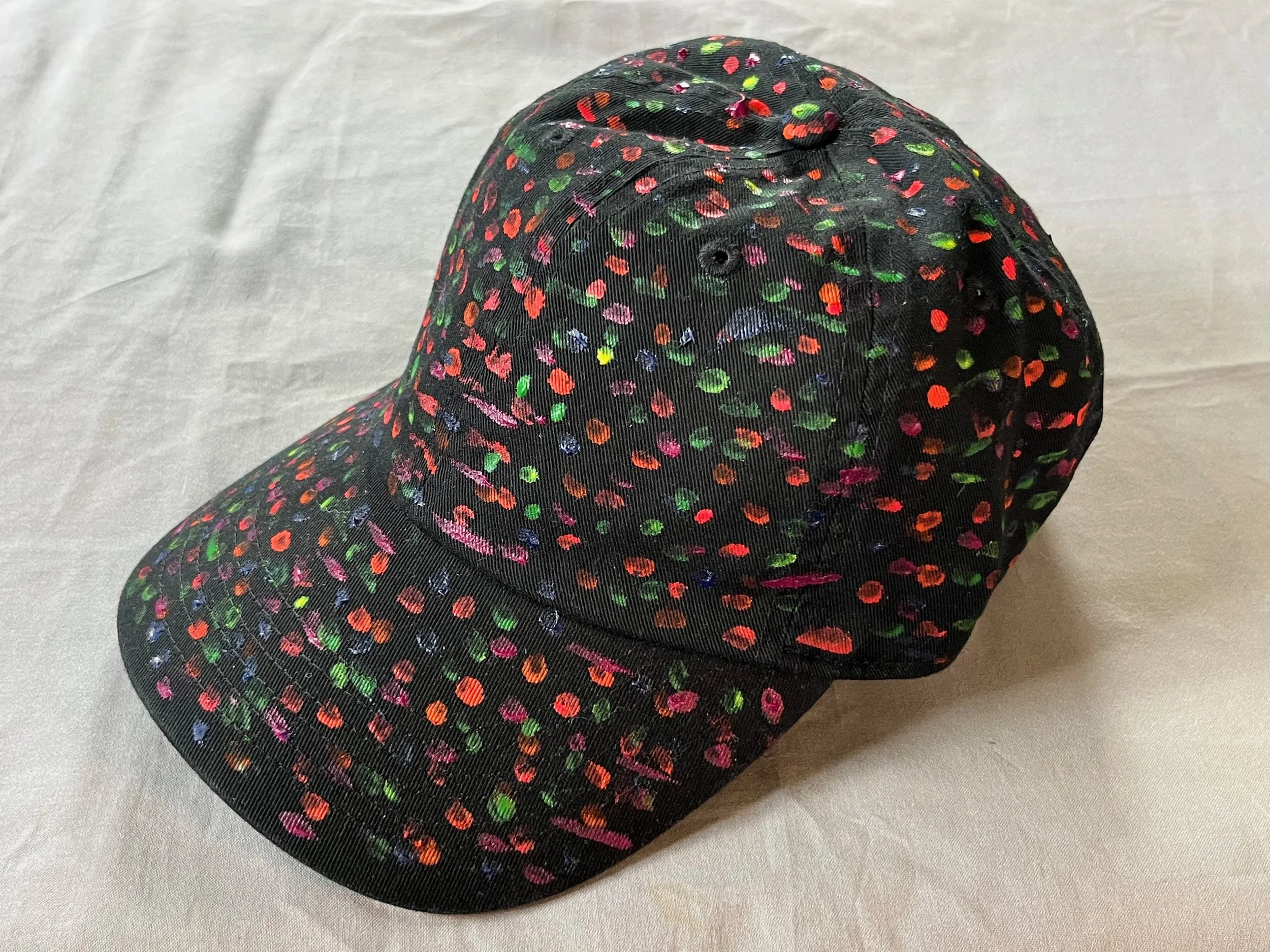 Hand-Painted Black/Red Speckled Cap