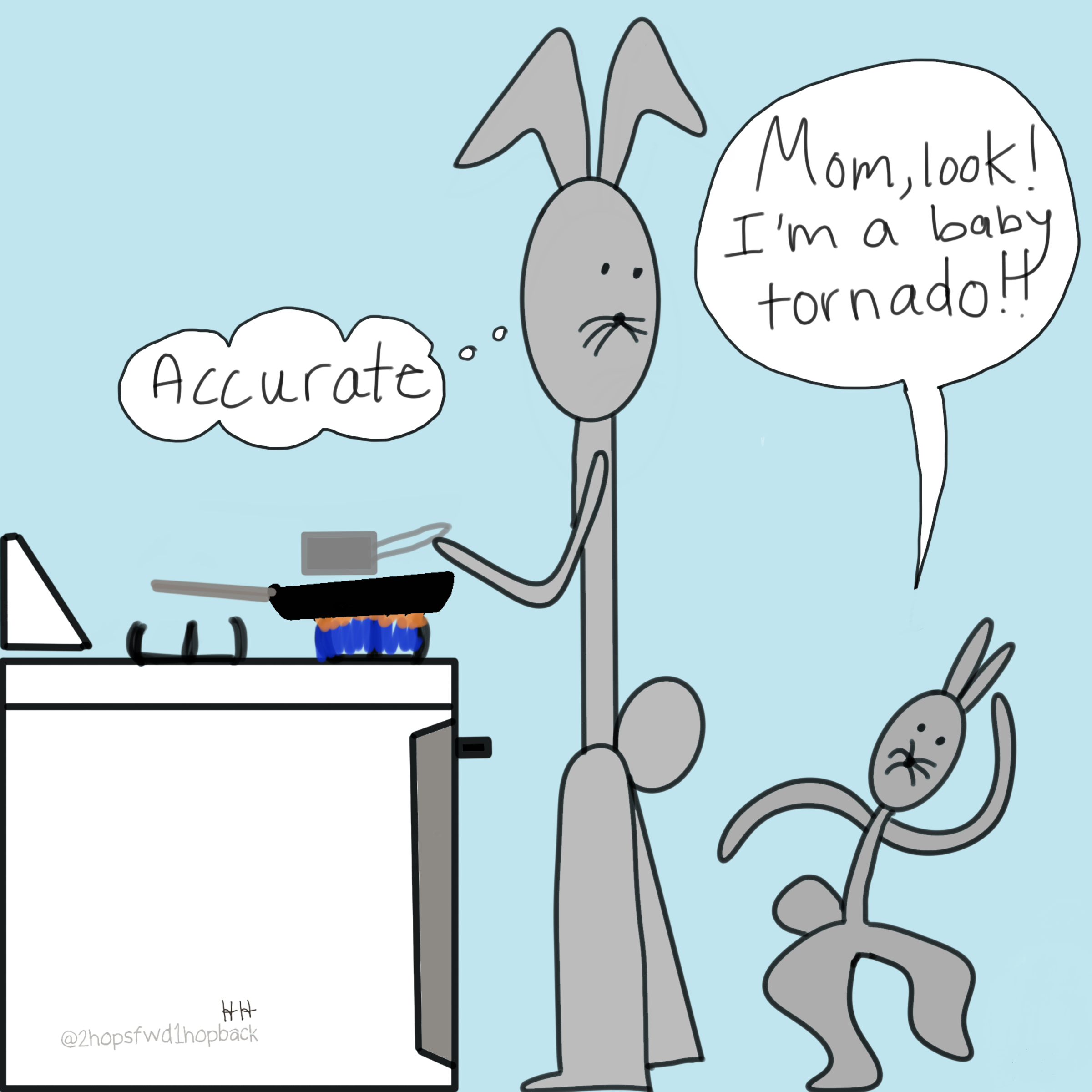 A017 - 2 hops forward 1 hop back - webcomic - child bunny claims to be a baby tornado, parent can't argue with facts