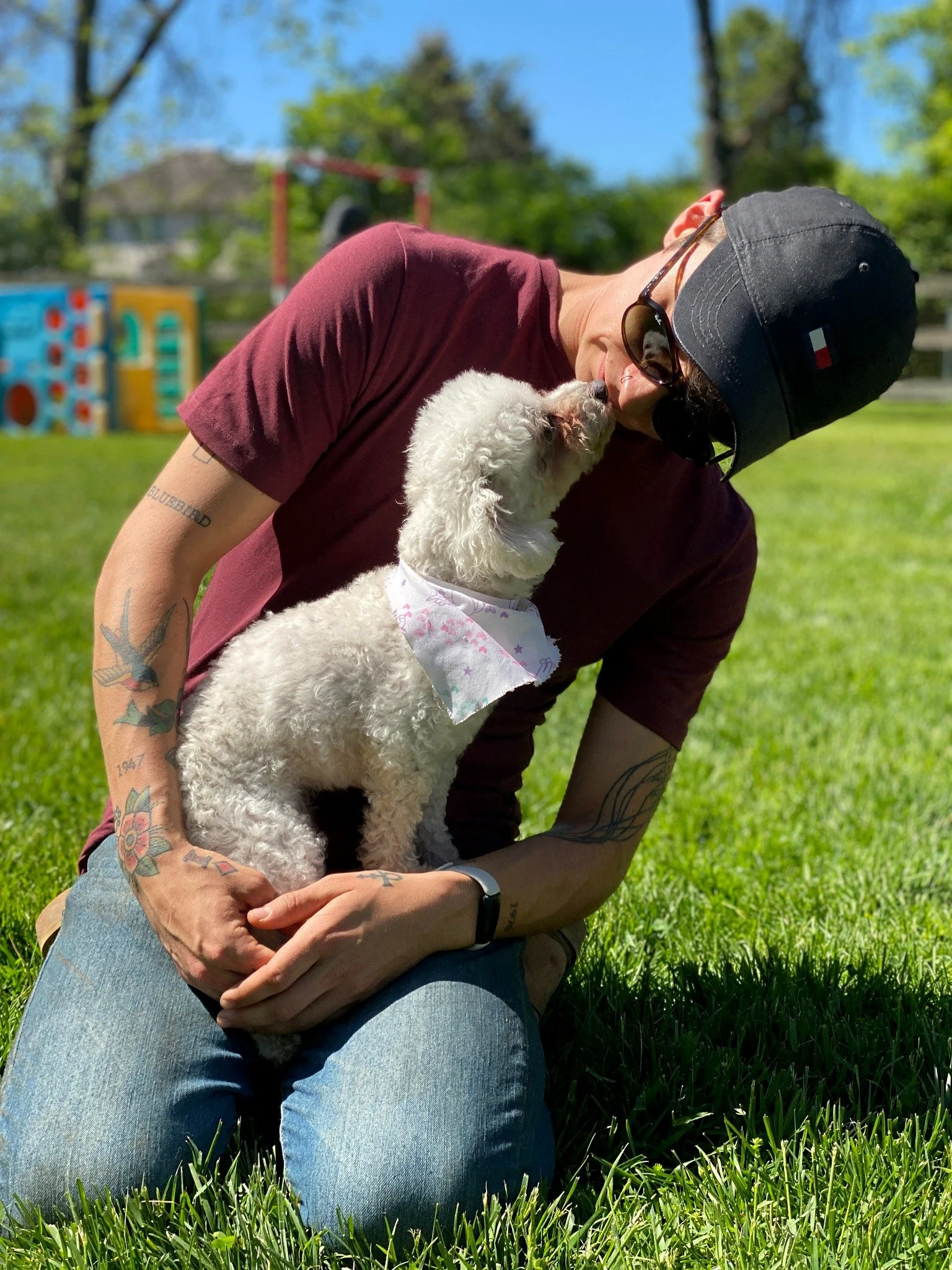 David Scott Weitz photographing a staff member with a dog at Janry Pet Resort 