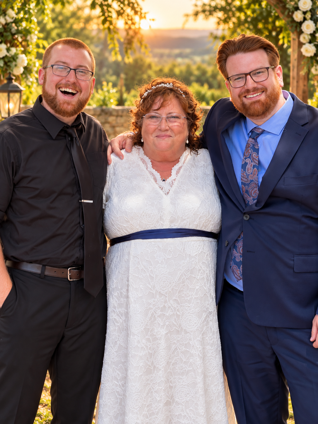 Wedding photography by David Scott Weitz of a bride and her two sons in Glenside, Pennsylvania.
