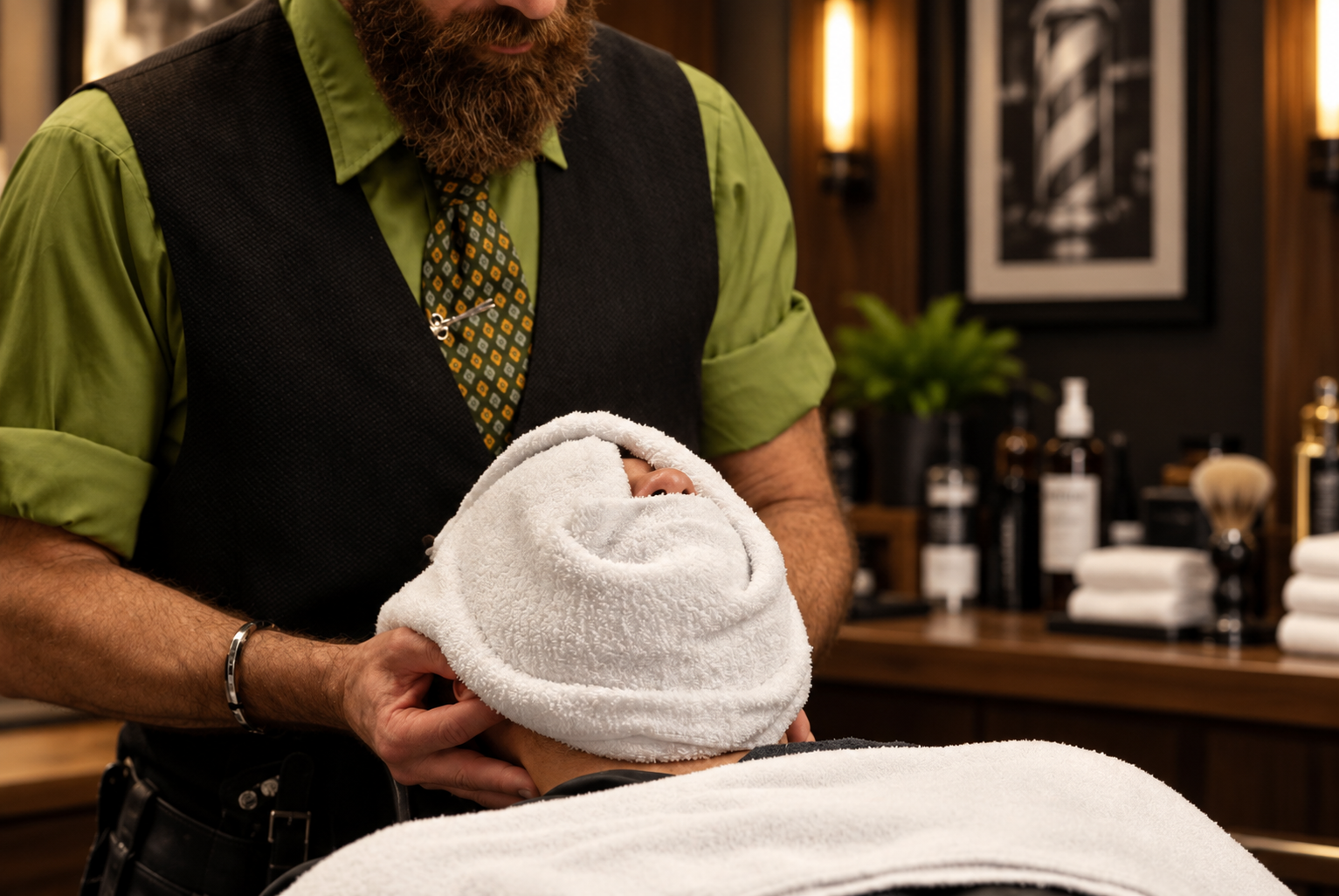 David Scott Weitz photographing a male barber at Players Barber Shop in Hatboro, Pennsylvania