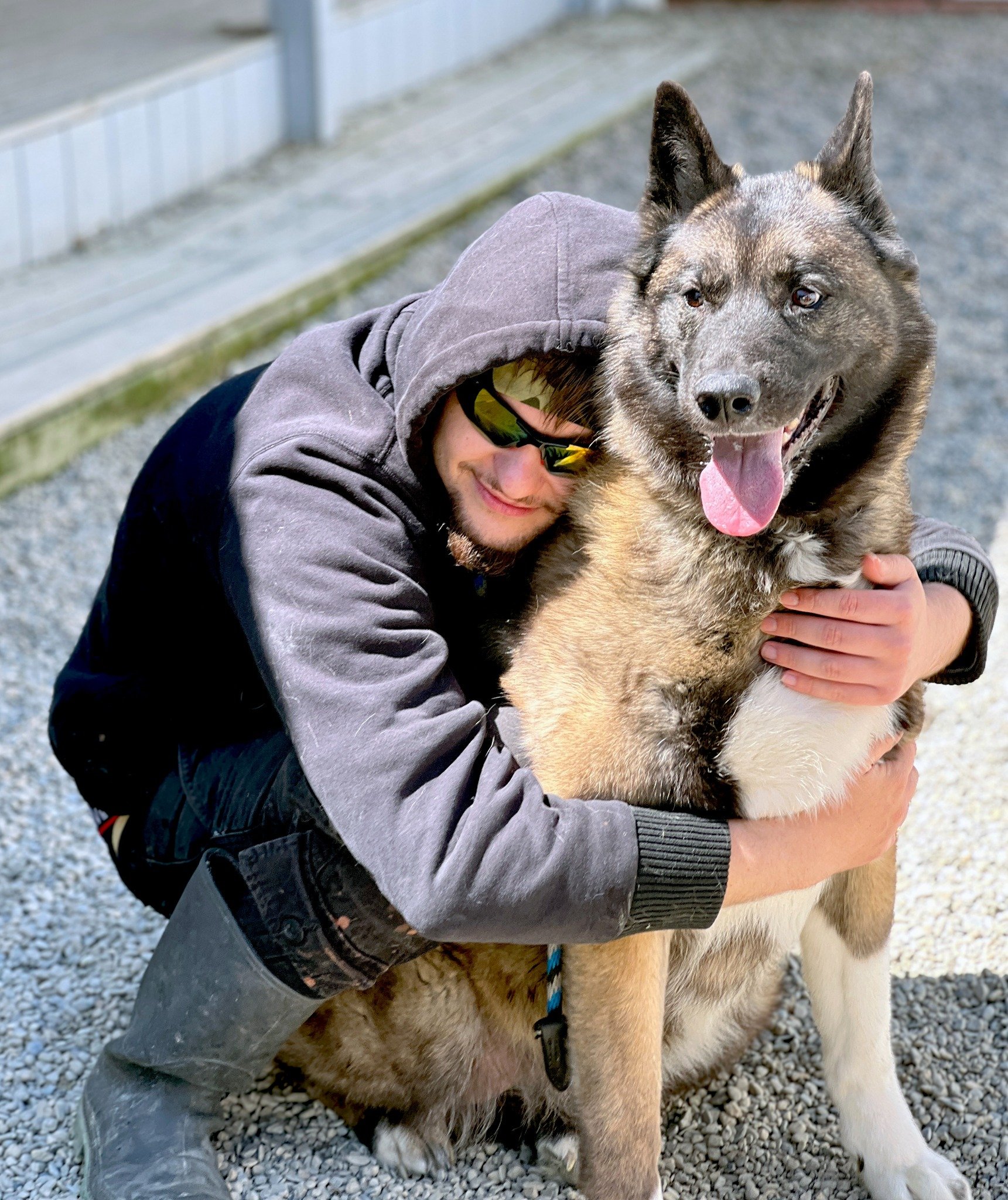 David Scott Weitz photographing a staff member with a dog at Janry Pet Resort 