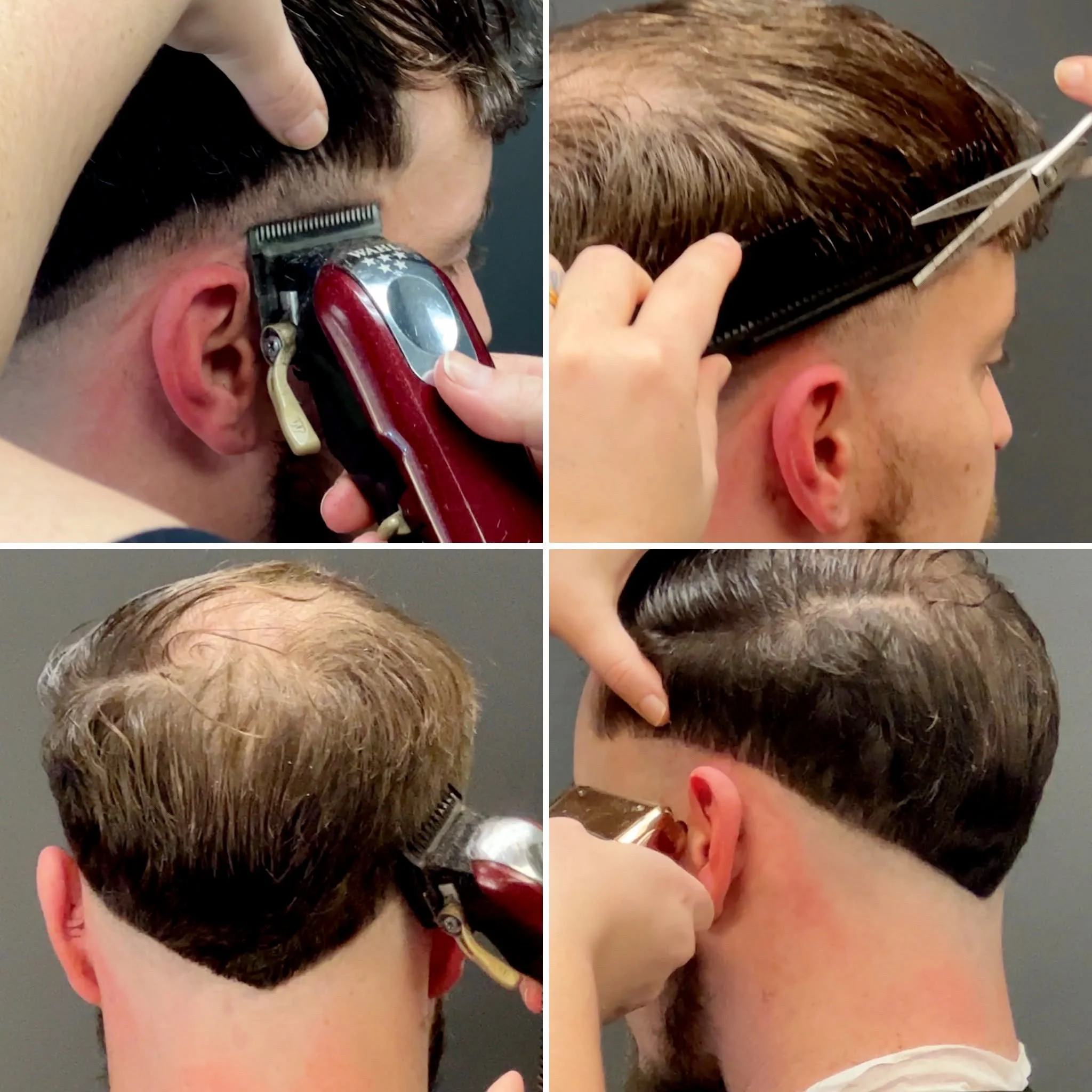David Scott Weitz photographing a female barber at Players Barber Shop in Hatboro, Pennsylvania