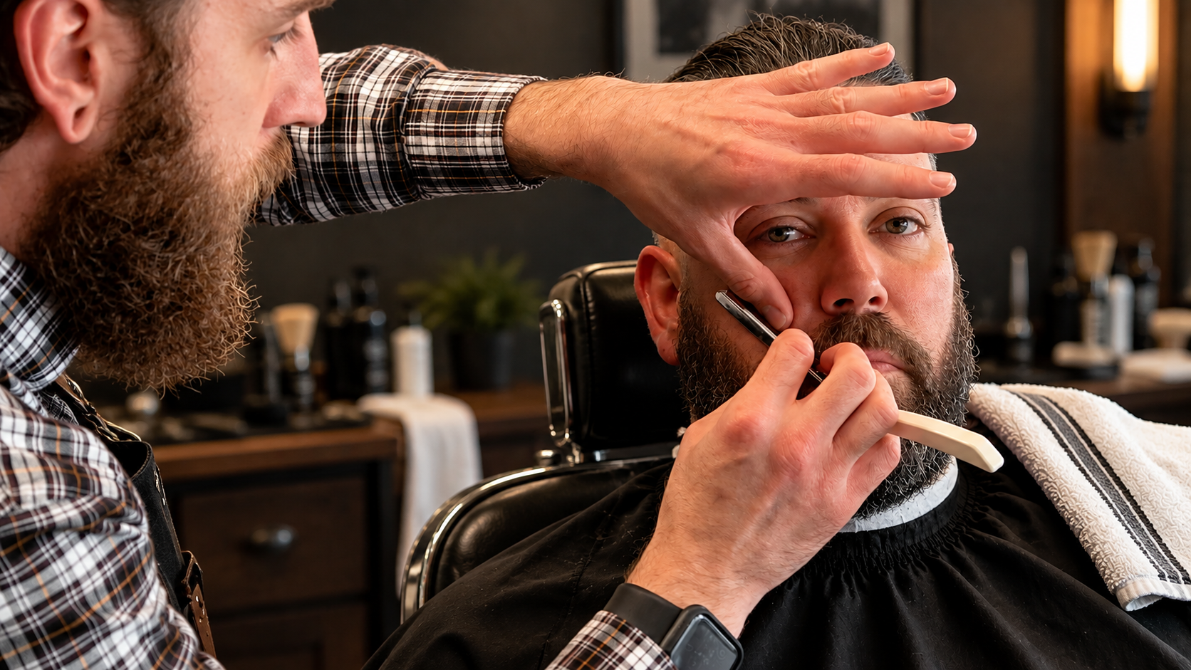 David Scott Weitz photographing a male barber at Players Barber Shop in Hatboro, Pennsylvania 