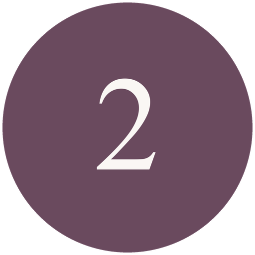 A dark purple circular icon with a white number 2 in the center.