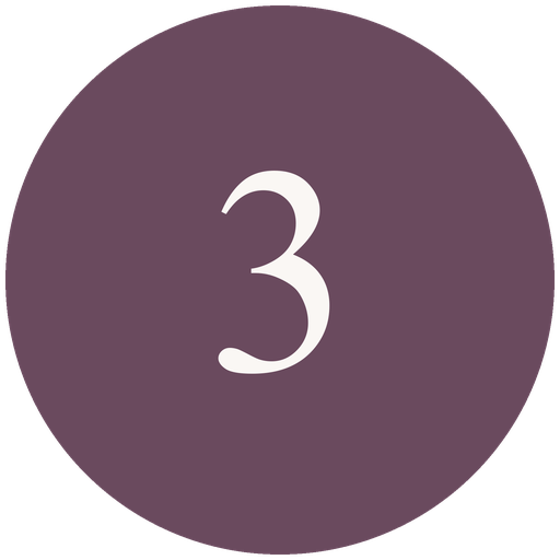 Purple circle with the number 3 in white centered in the middle.