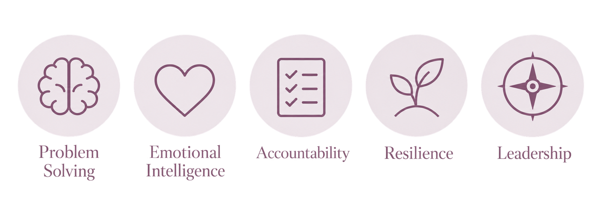 P.E.A.R.L. life skills: problem solving, emotional intelligence, accountability, resilience and leadership